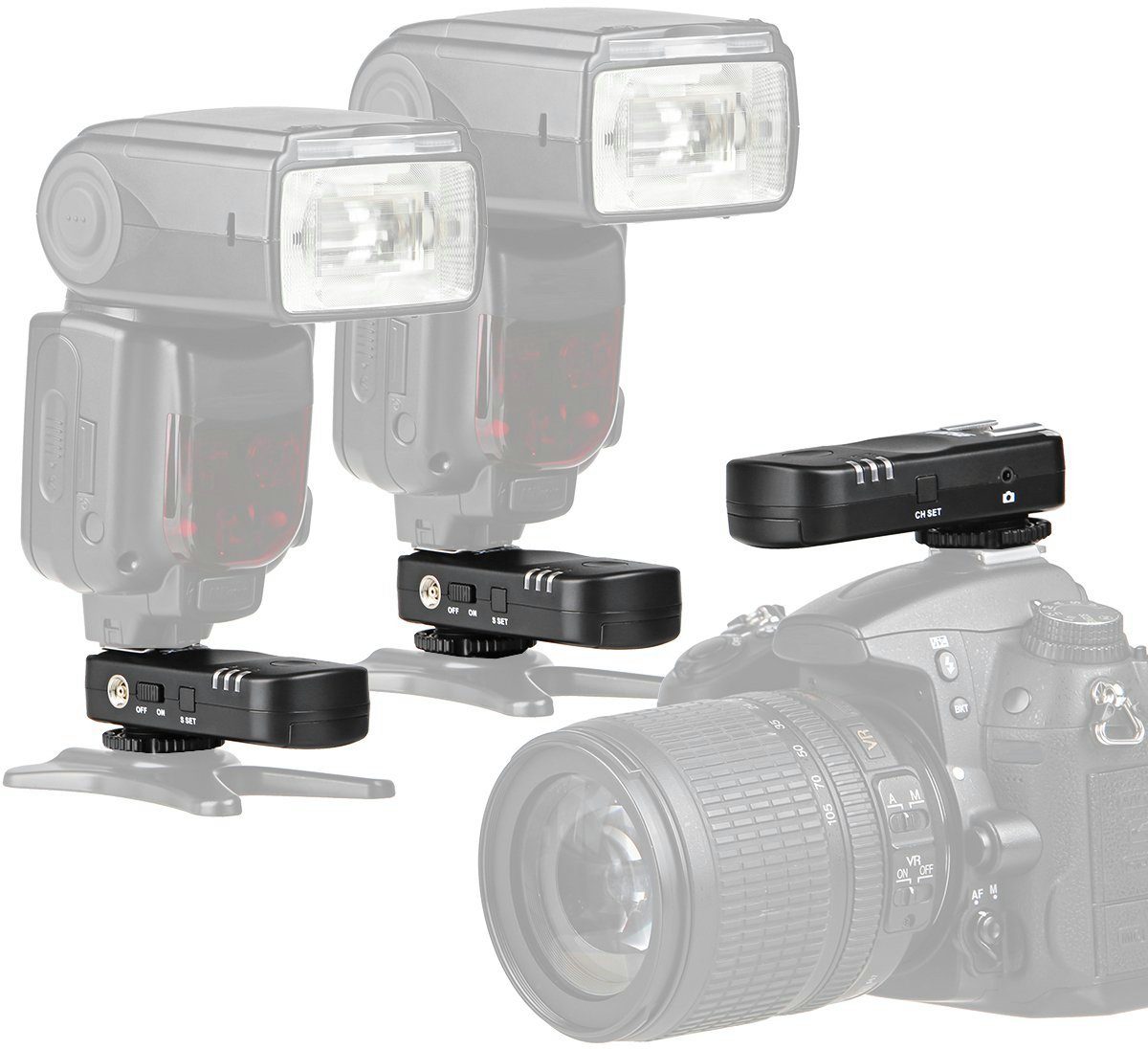 ayex Funkfernsteuerung Funk Blitzauslöser Kamera-Fernauslöser Transceivern + für 3 Canon und