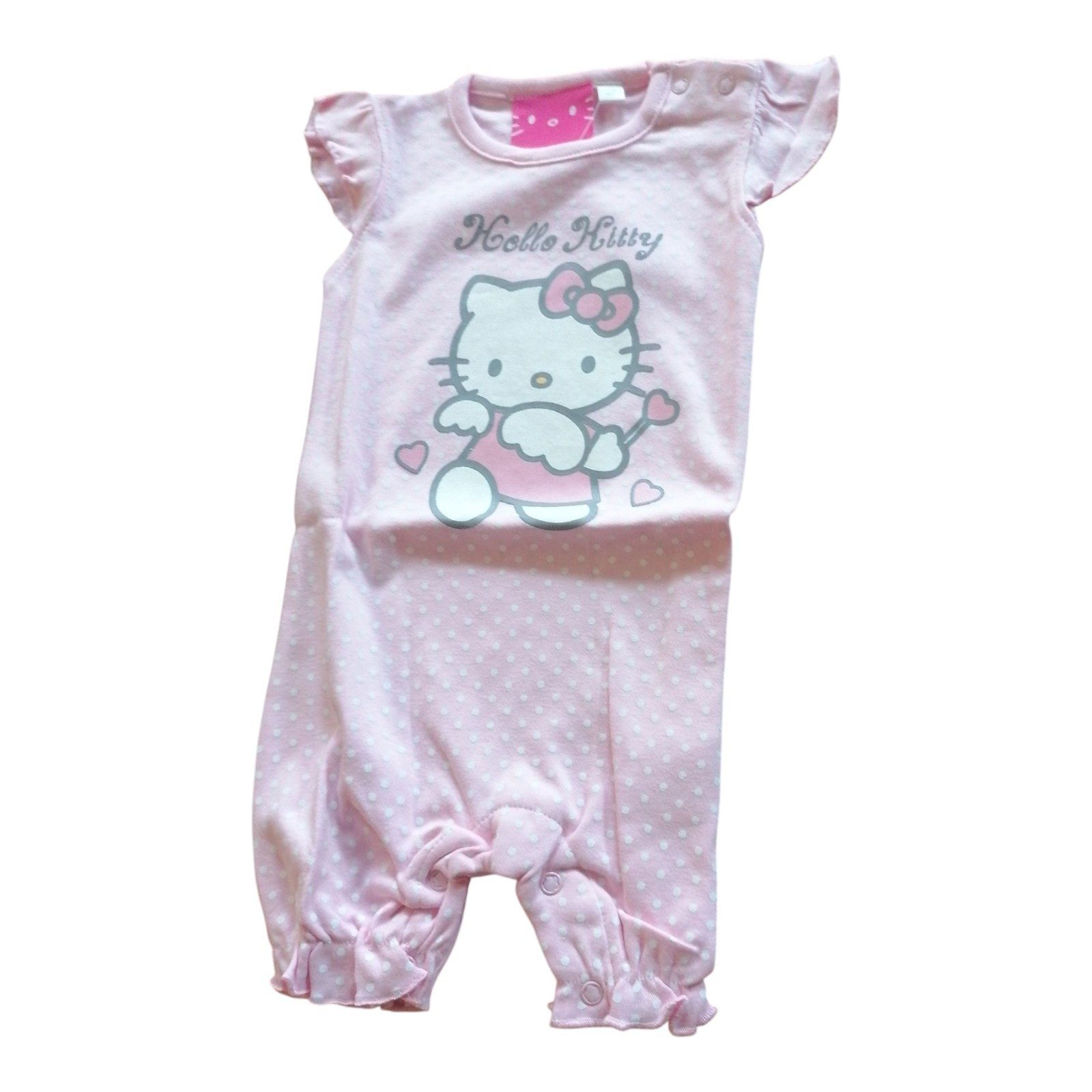 Hello Kitty Strampler Hello Kitty Babystrampler, kurzarm, rosa, 100 % Baumwolle, Rüschenärme