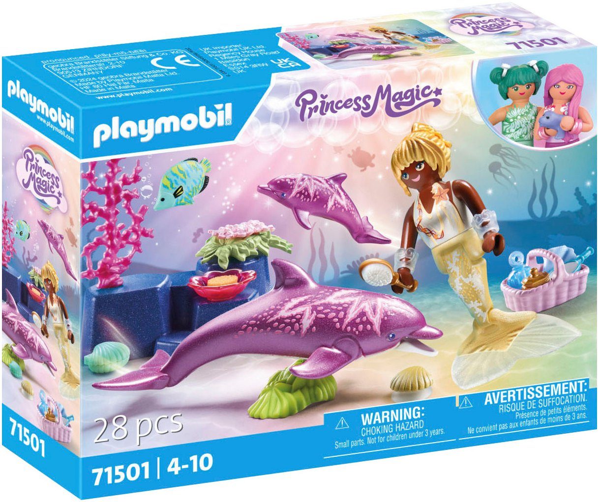 Playmobil® Konstruktions-Spielset Meerjungfrau mit Delfinen (71501), Princess Magic, (28 St), Made in Europe