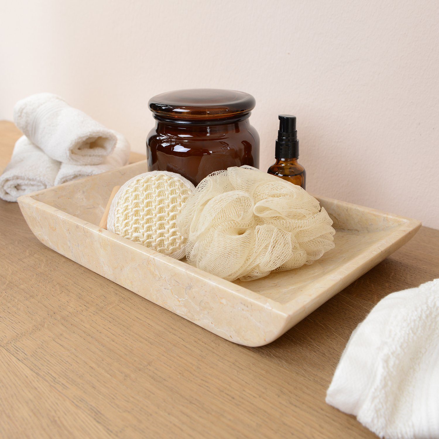 wohnfreuden Dekotablett Marmor Schale rechteckig creme günstig online kaufen
