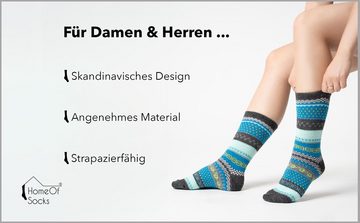 HomeOfSocks Socken Hygge Socken Für Herren Und Damen mit Wolle 2er Pack Wollsocken Mit Fröhlich Bunten Mustern Und Druckarmer Zehennaht