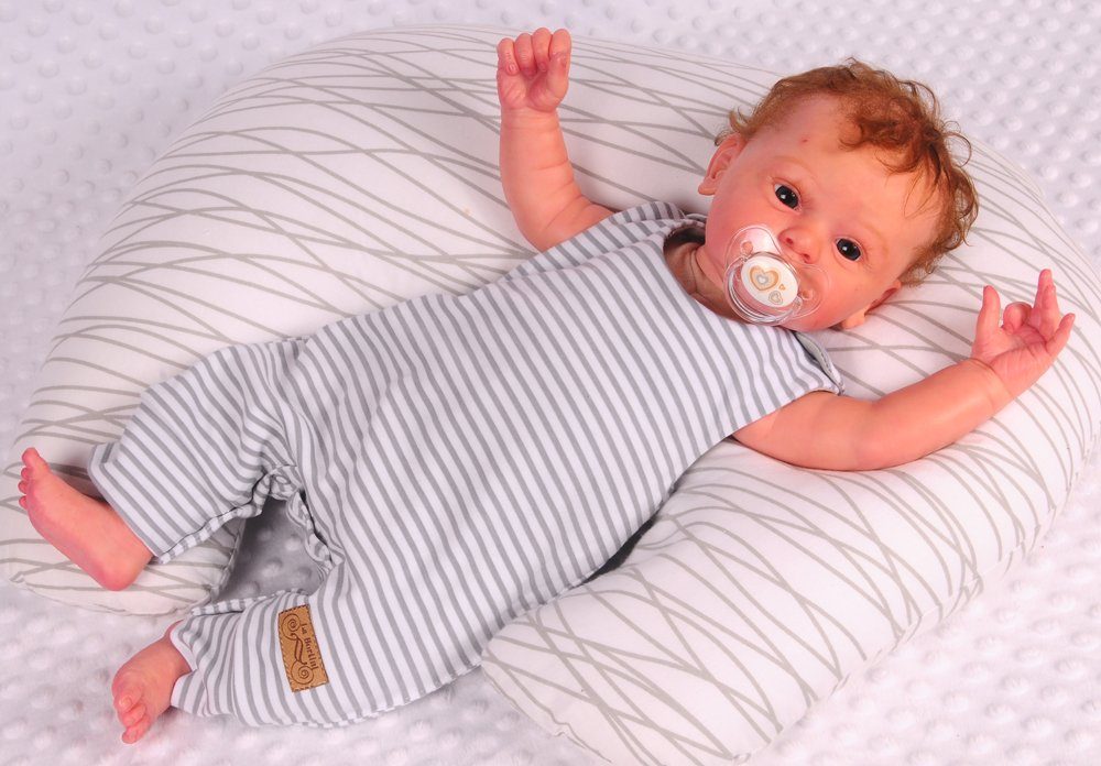 La Bortini Strampler Baby Strampler doppelseitig mit Wende Funktion in Grau gestreift aus reiner Baumwolle, 44 50 56 62 68