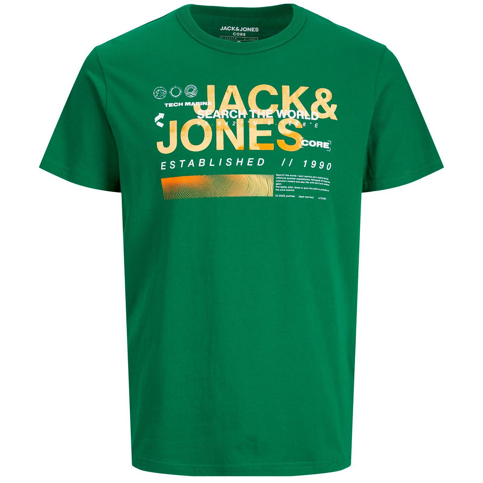 Jack & Jones Rundhalsshirt Große Größen Herren T-Shirt grün Logoprint Jack&Jones JCOWATER