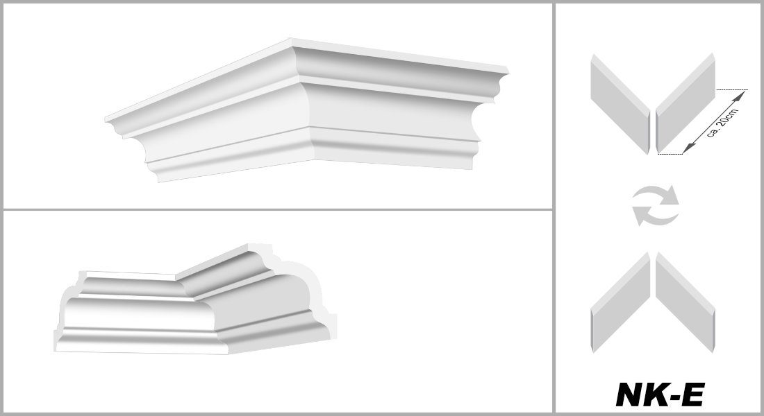 - - design Styropor weiß Innen- E-8, (Innen- Deckenleisten XPS & Stück), Außenecke / & E-Leisten Stuckleiste marbet Außenecke (1 E-8 E-8) Deckenabschlussleisten 70x70mm