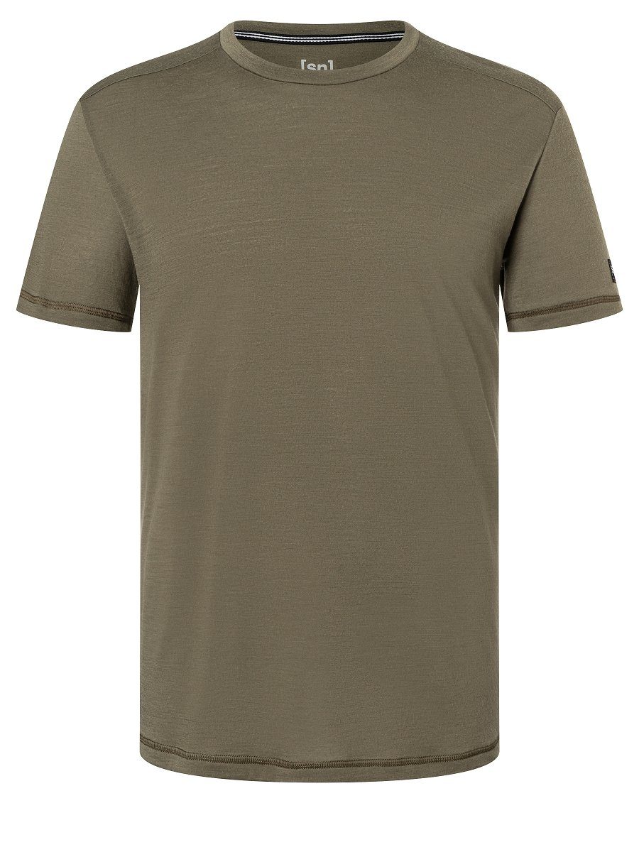 SS ESSENTIAL Grey M SUPER.NATURAL T-Shirt Stone Merino geruchshemmender T-Shirt Merino-Materialmix