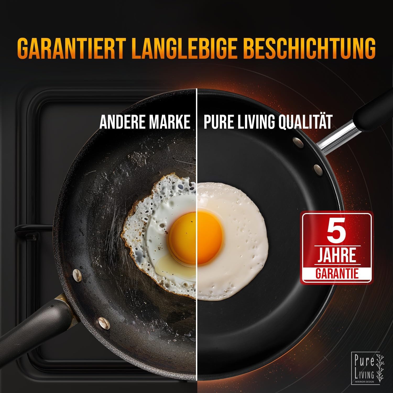 PURE LIVING INTERIOR DESIGN Bratpfanne Edelstahlpfanne, Antihaft, Induktion, alle Herde, 20 cm, Edelstahl (Edelstahlpfanne, 1-tlg., Perfekt zum Kochen von Speis – Bild 3 von 5
