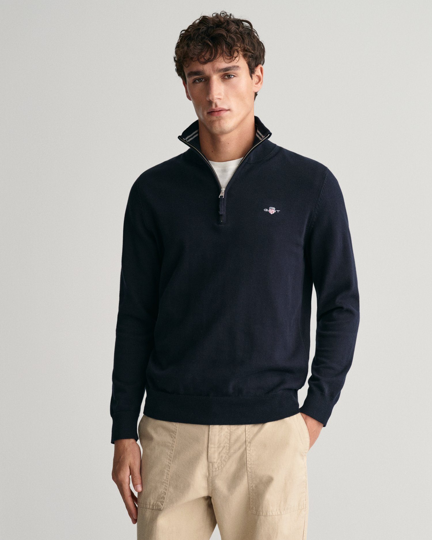 Gant Troyer CLASSIC COTTON HALF ZIP mit gerippten Details