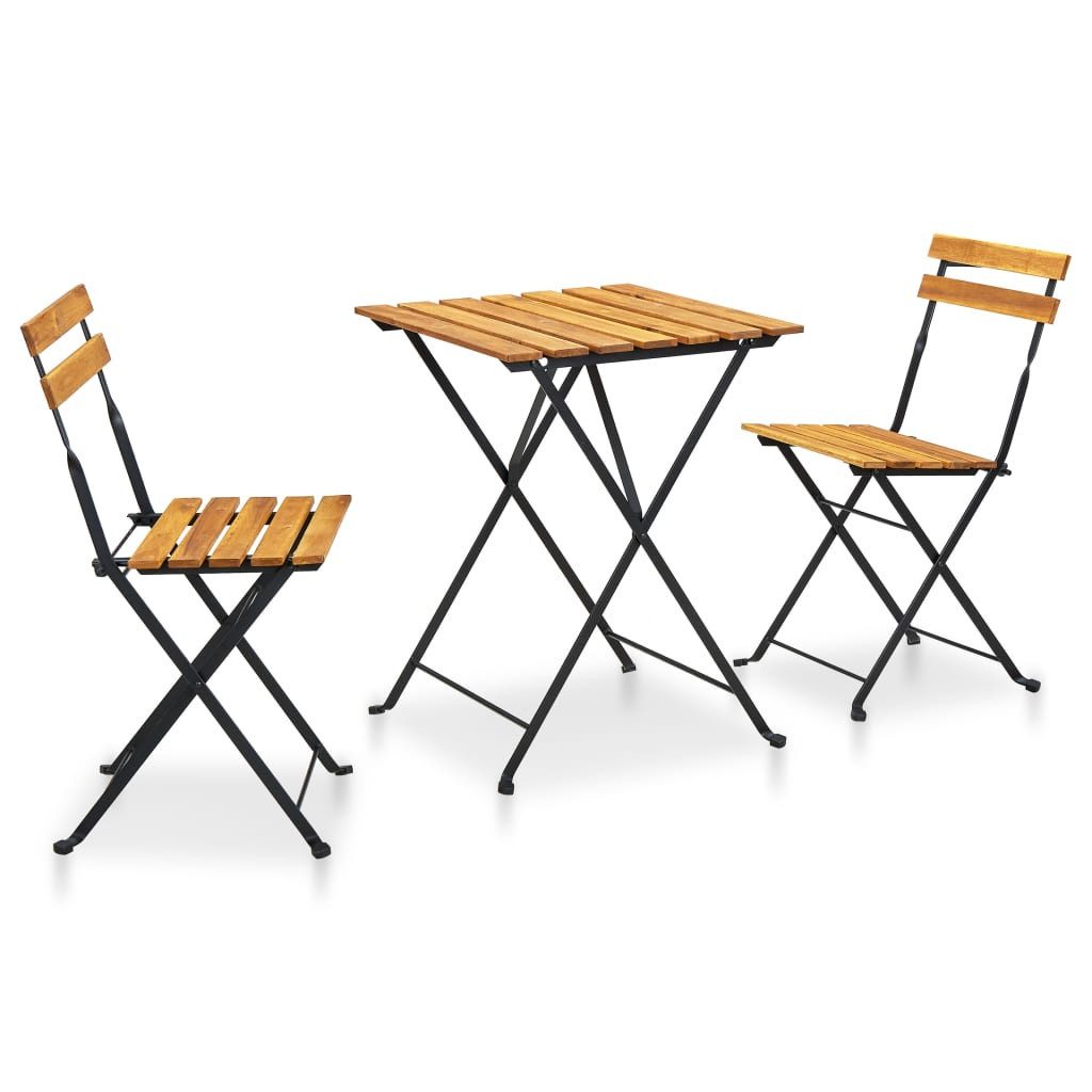 vidaXL Gartenlounge-Set 3-tlg. Bistro-Set Klappbar Massivholz, (3-tlg)