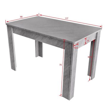 BlingBin Esstisch Kaffee-Freizeittisch (1-St., Rechteckiger Esstisch, 117×68×75CM), Tisch mit vier Beinen