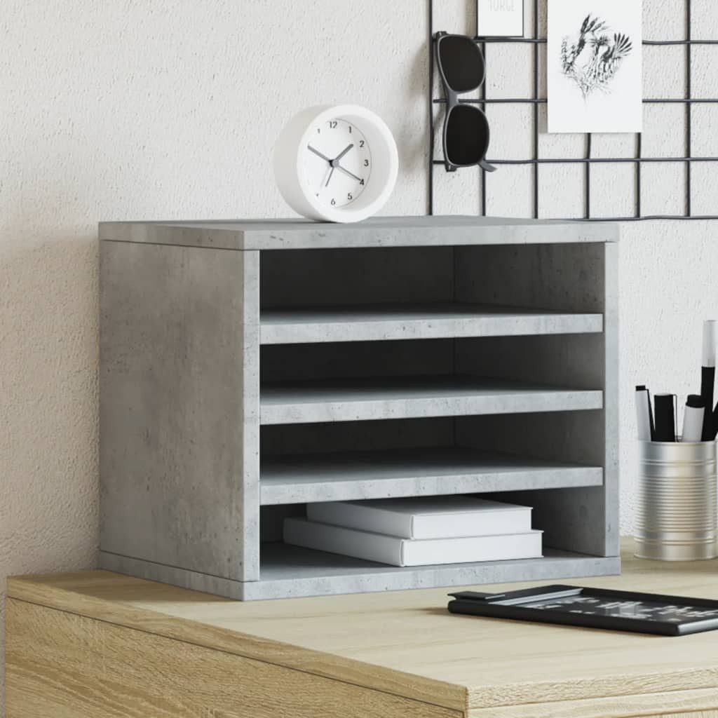vidaXL Organizer Schreibtisch-Organizer Betongrau 36x26x29,5 cm Holzwerkstoff