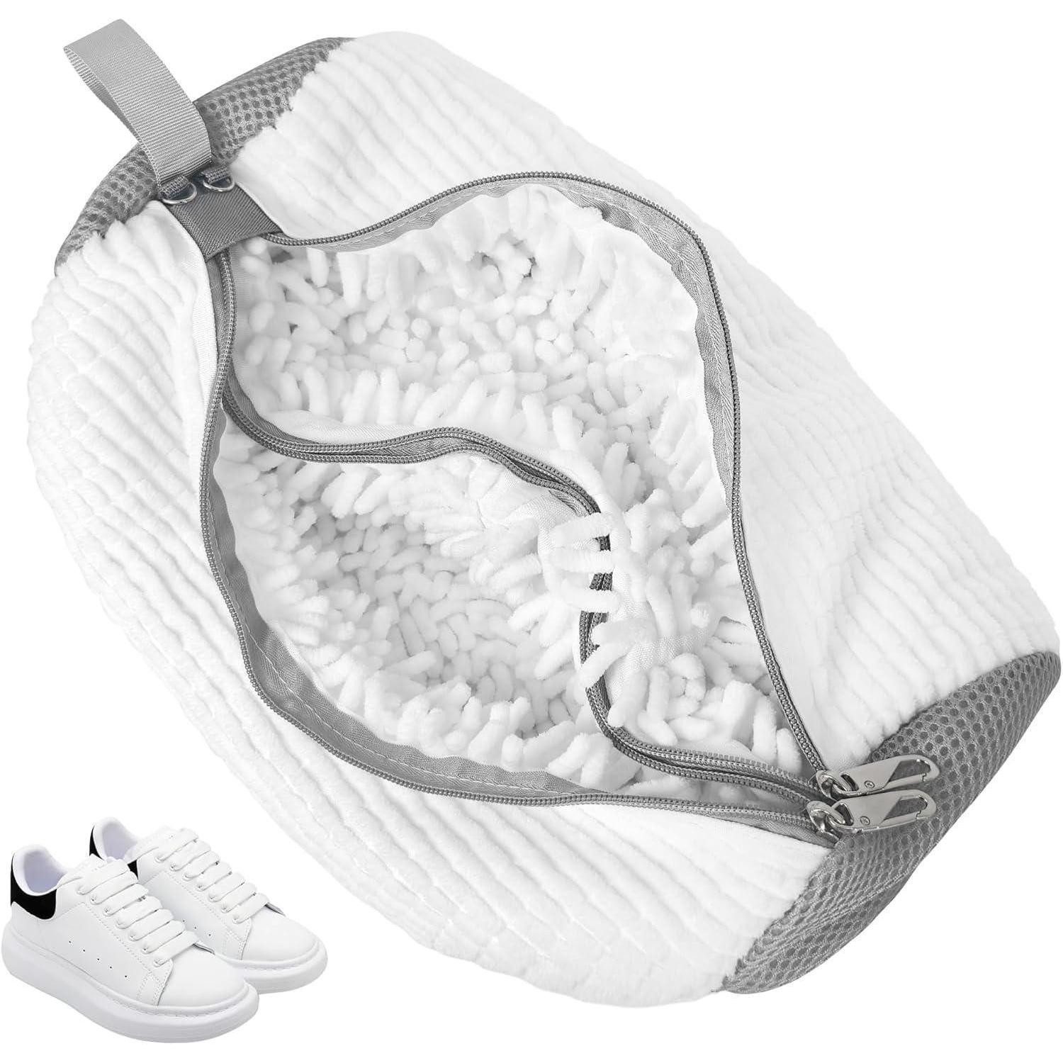 LuxusKollektion Галоши Schuhwaschbeutel Waschmaschine Wäschenetz Reißverschluss Weiß 2 in 1
