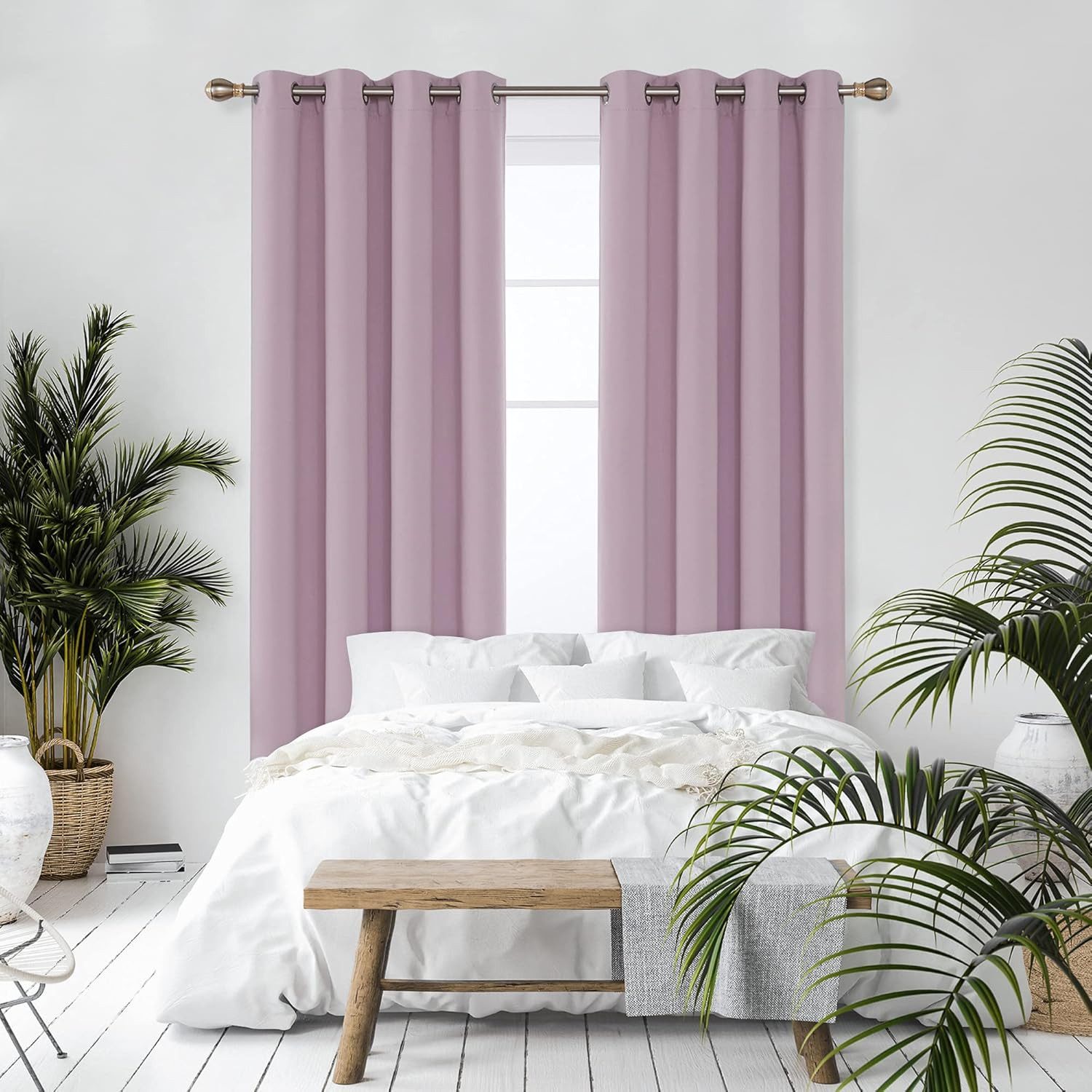Deconovo Verdunkelungsvorhang Gardinen mit Ösen Blickdichte Vorhang Kälteschutz Schlafzimmer 2er Set, Blackout Curtain einfarbig Thermo Vorhang Verdunkelung Wär – Bild 3 von 5
