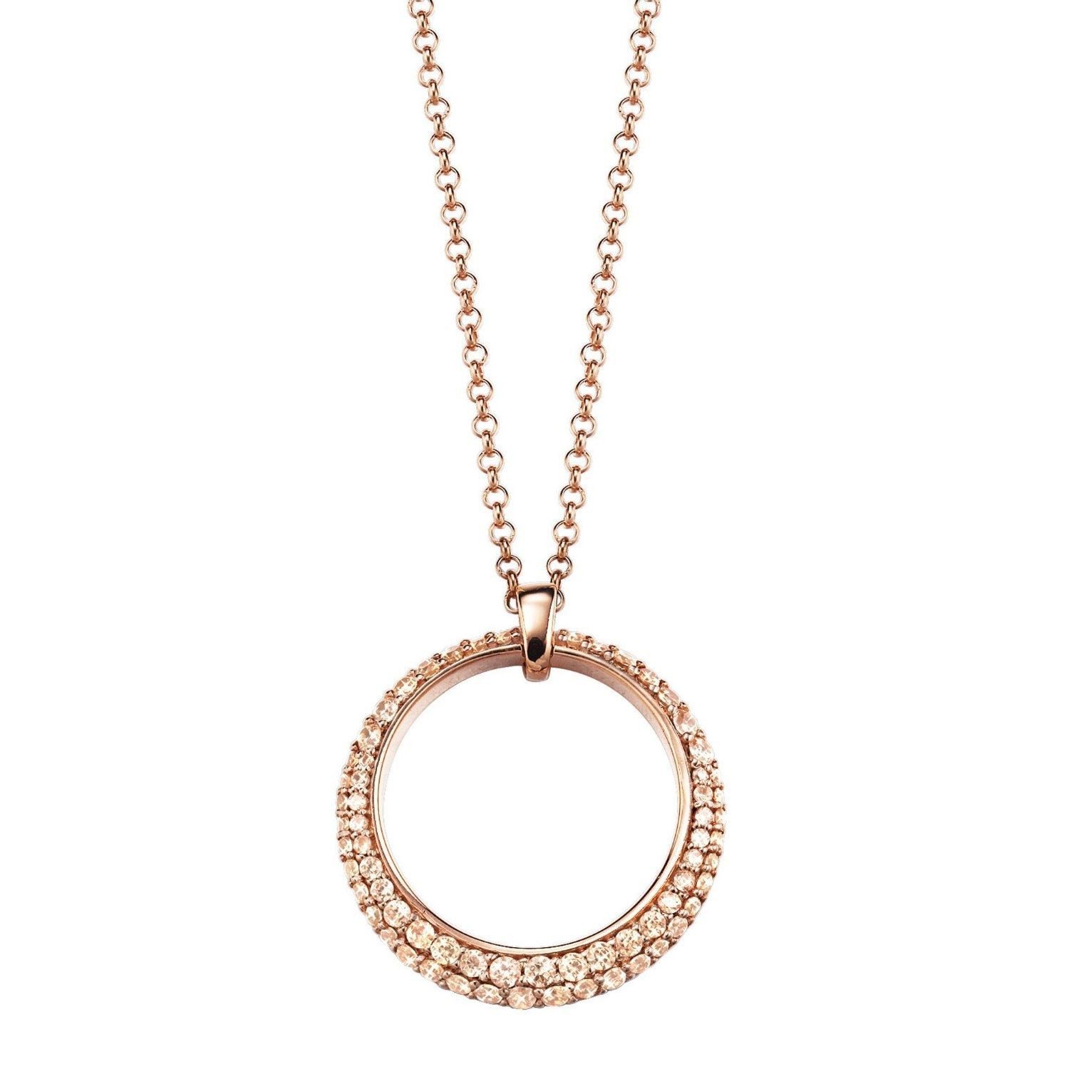 Esprit Collection Collier Delia Rose Silber Rotgold 42cm - ELNL92698C420, Zirkonia, runder Anhänger