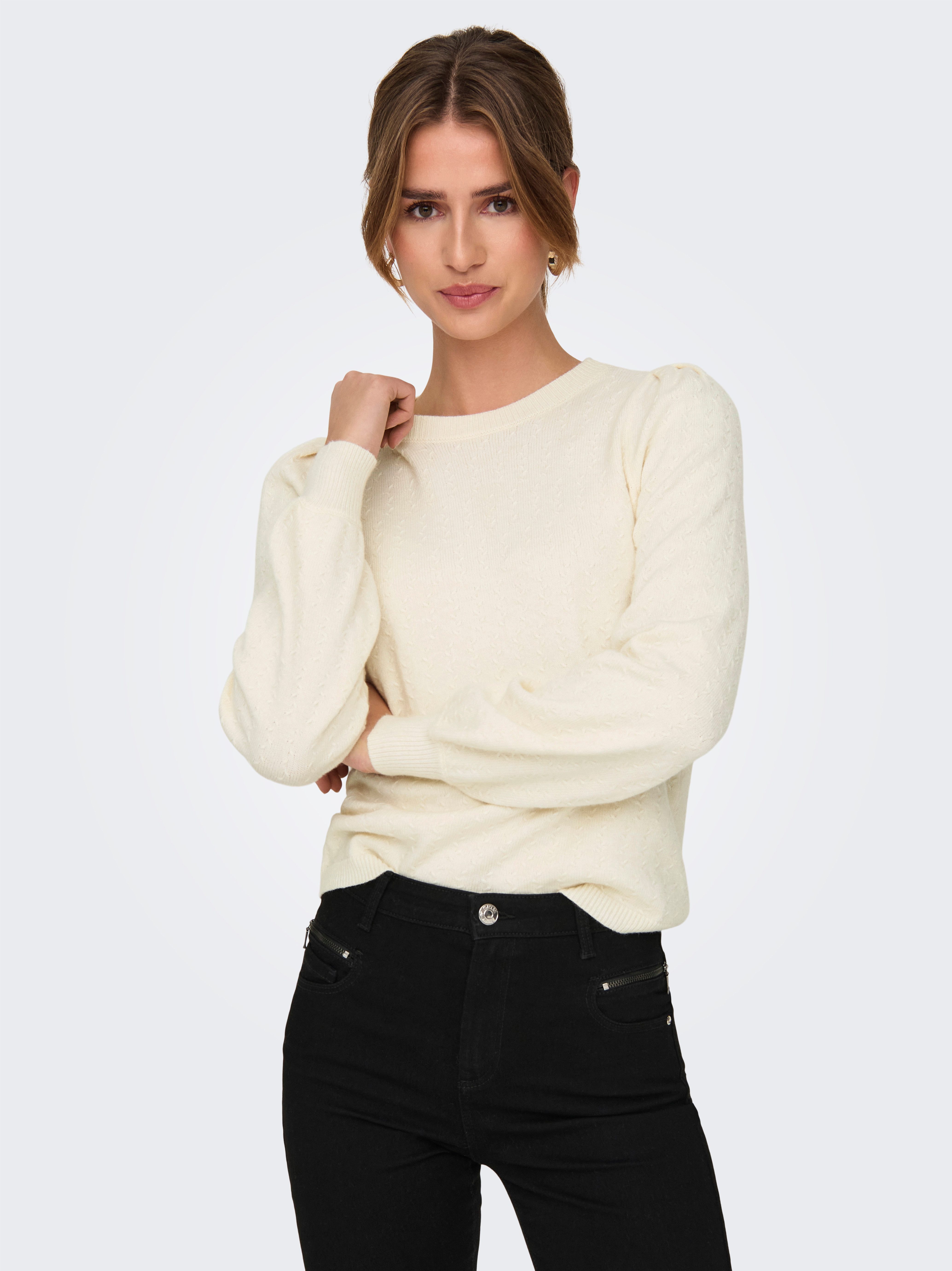 Rundhalspullover ONLKATIA LS STRUCTURE PUFF O-NECK CC KNT