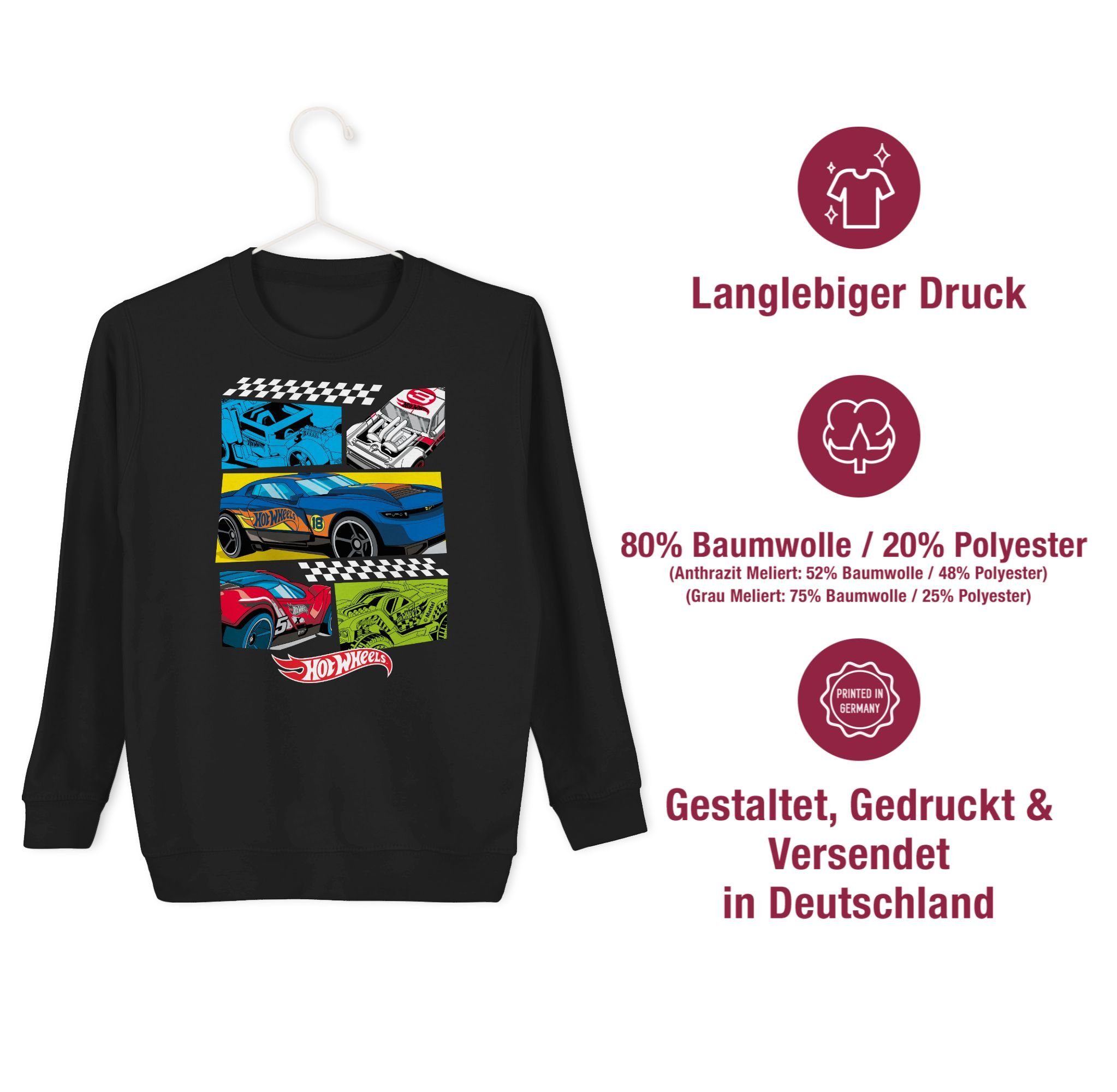 Shirtracer Sweatshirt 2 Wheels Mädchen Schwarz Comic Rennautos Hot