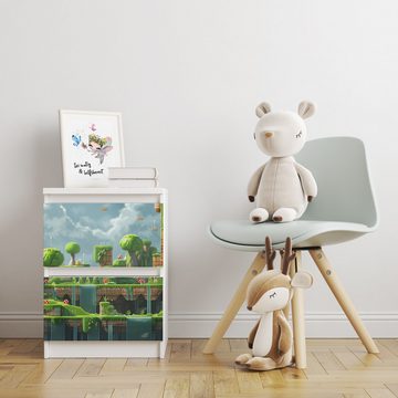 Sunnywall Möbelfolie passend für IKEA Malm Kommode Schrankfolie Aufkleber Game Flusswald, blasenfreie selbstklebende Folie (SCHRANK NICHT INKLUSIVE)