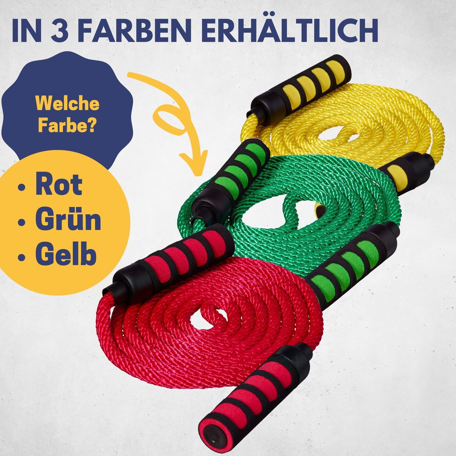 Best Sporting Springseil Springseil mit Softgriffen I Länge 400 cm I Farbe Gelb, Schwungseil für mehrere Springer