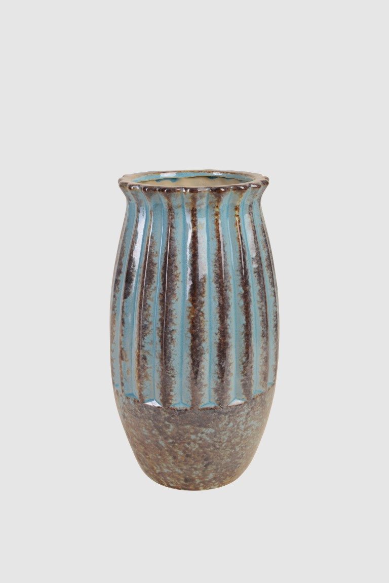 Chic Antique Dekovase Französische Vase Amphore aus Keramik Blau Landhausstil Glasiert, Auffallend schöne Farbe, Französischer Landhausstil mit Amphoren Form