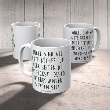 Mr. & Mrs. Panda Tasse Onkel Buchschätze - Weiß - Geschenk, Kaffeetasse, Teetasse, Tasse, Fa, Keramik, Brillante Bedruckung