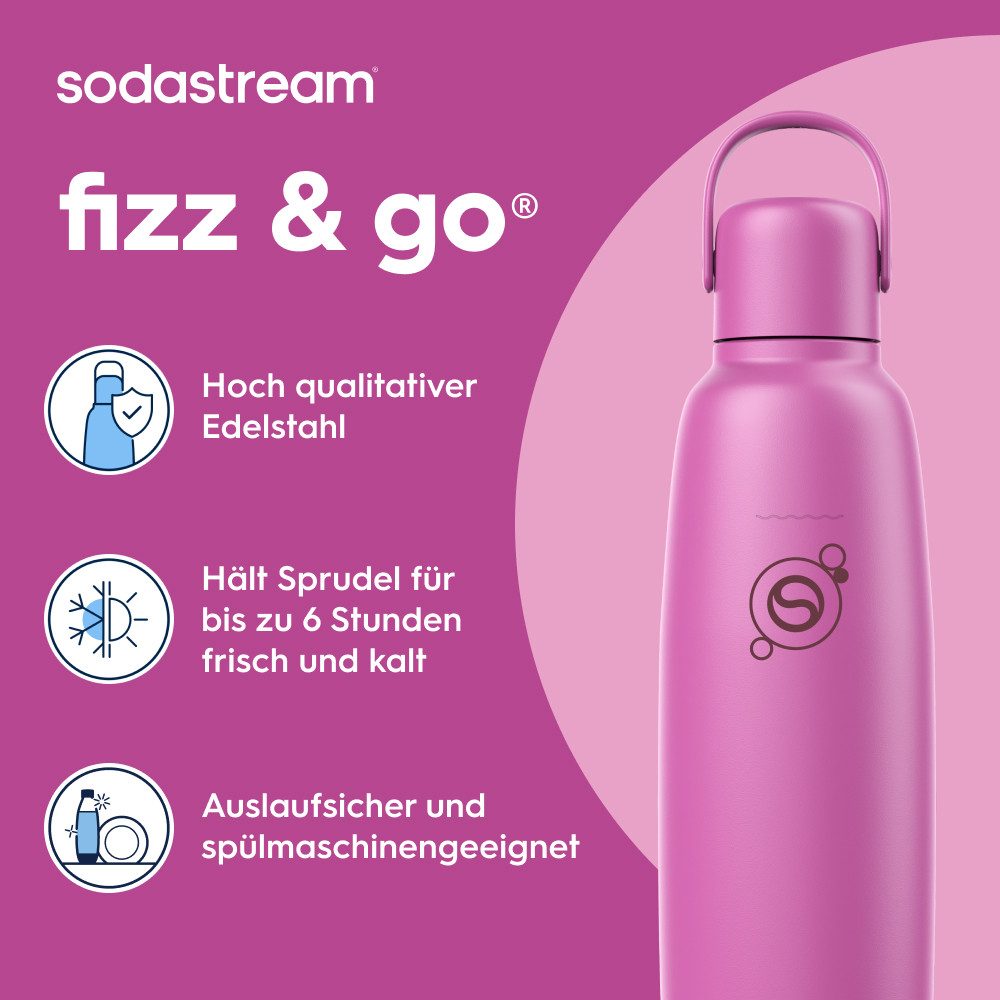 SodaStream Thermoflasche Metallflasche Fizz&go COOL DWS, 0,9 l, Trinkflasche, kompatibel mit SodaStream DUO, E-DUO, TERRA, ART & ENSO Wassersprudler