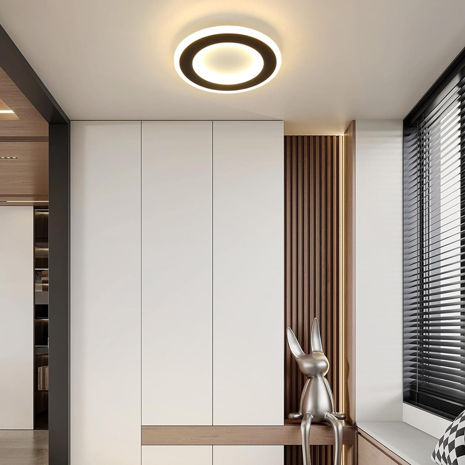 Nettlife LED Deckenleuchte Modern Schwarz Weiß Quadratisch Ø24cm 3000K, LED fest integriert, Warmweiß, für Wohnzimmer Schlafzimmer Küche Flur – Bild 2 von 5