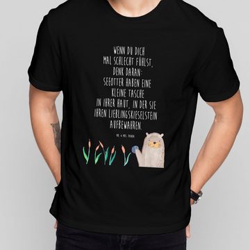 Mr. & Mrs. Panda T-Shirt Otter mit Stein - Schwarz - Geschenk, T-Shirt mit Spruch, Junggeselle (1-tlg)