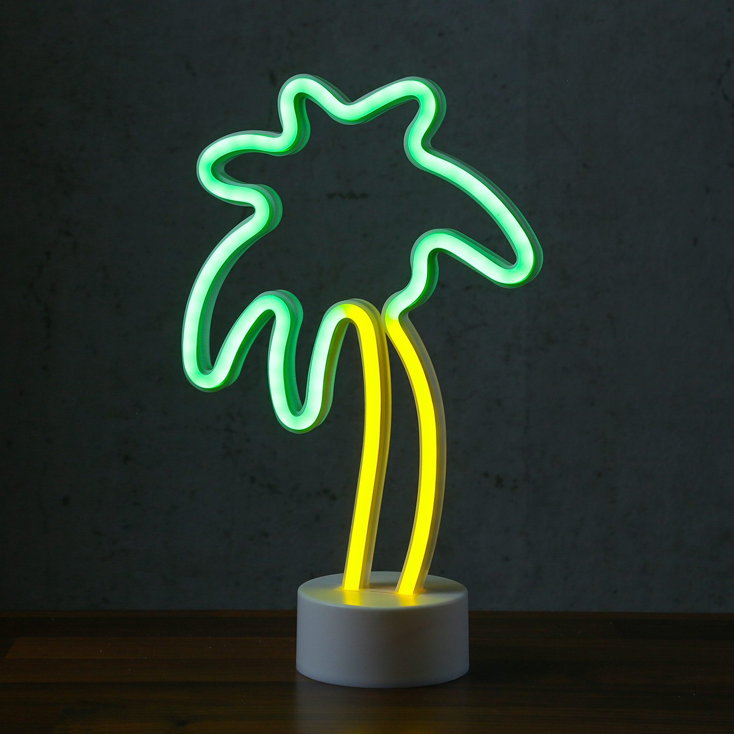 SATISFIRE LED Dekolicht LED Neonlicht Palme gelb grün Neonschild Leuchtfigur Batterie USB 30cm, LED Classic, mehrfarbig / bunt – Bild 5 von 5