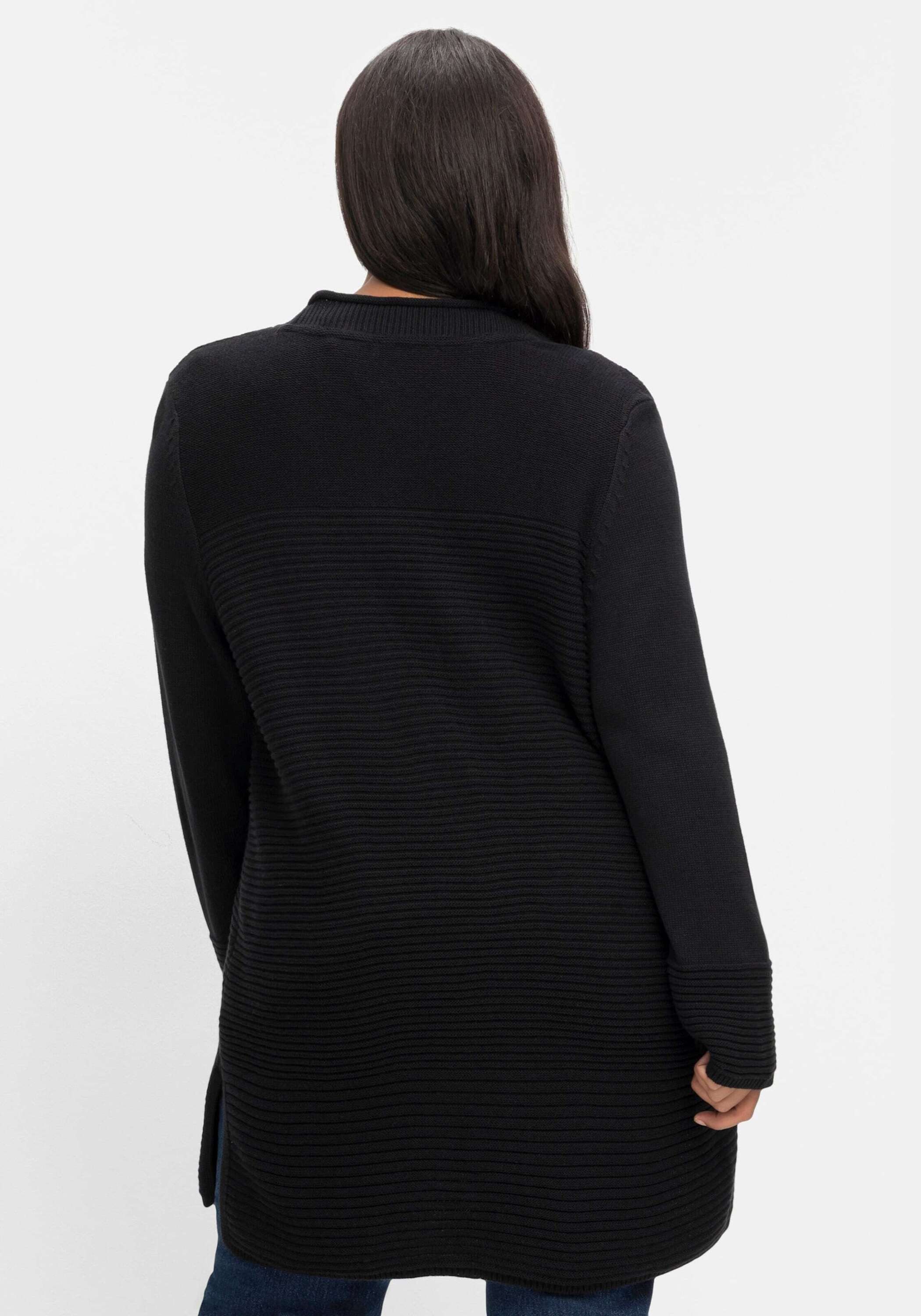 Sheego Strickjacke Longstrickjacke Langarm im Strukturmix, mit V-Ausschnitt günstig online kaufen