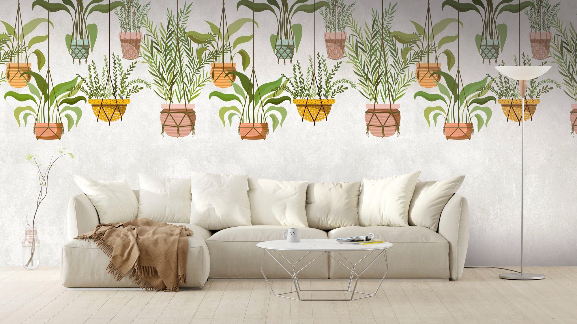 living walls Fototapete The Wall, glatt, floral, Motiv, botanisch, Fototapete Floral Tapete Palmen Tapeten Wohnzimmer Flur Design Optik