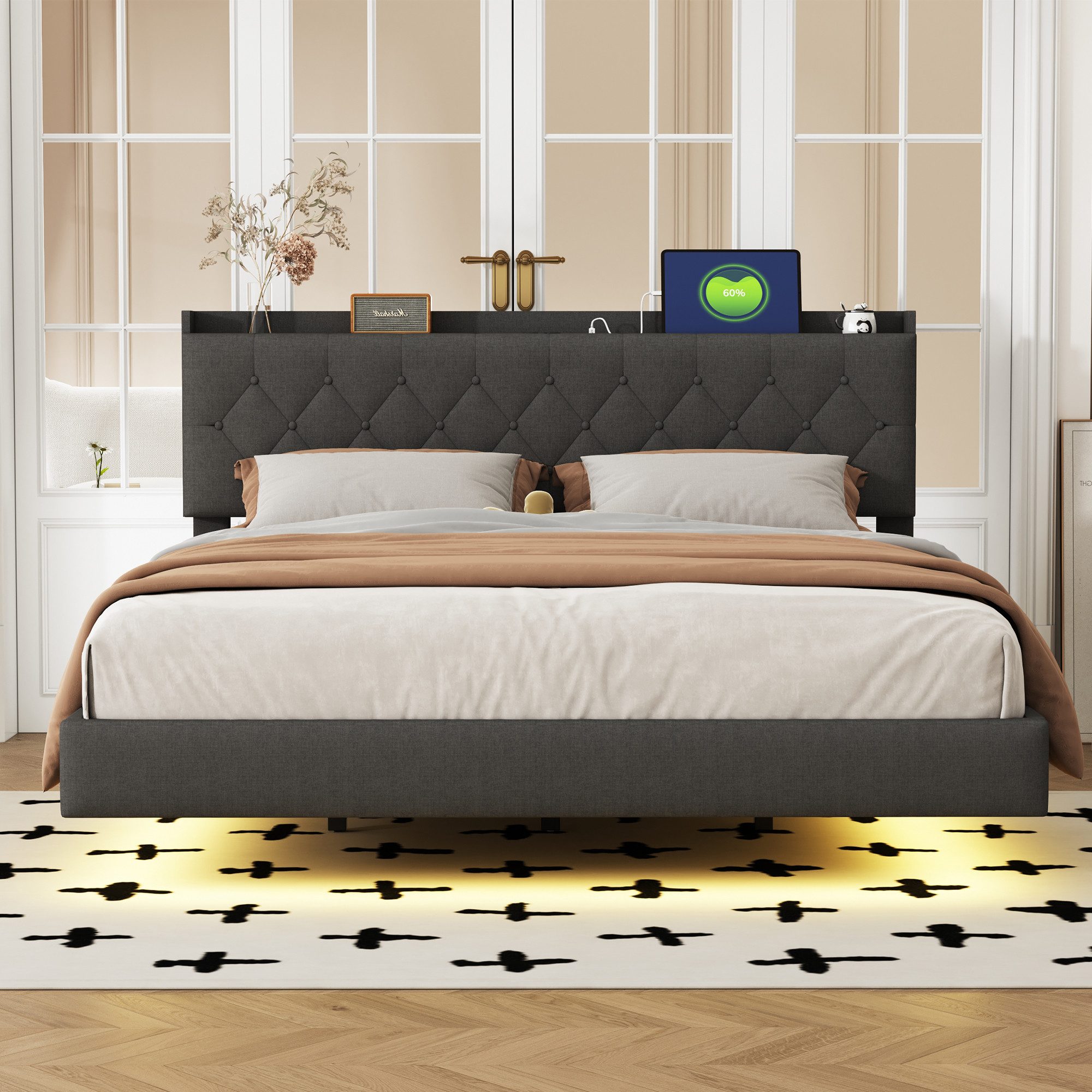 OKWISH Polsterbett Funktionsbett mit USB-Ladeanschluss und günstig online kaufen