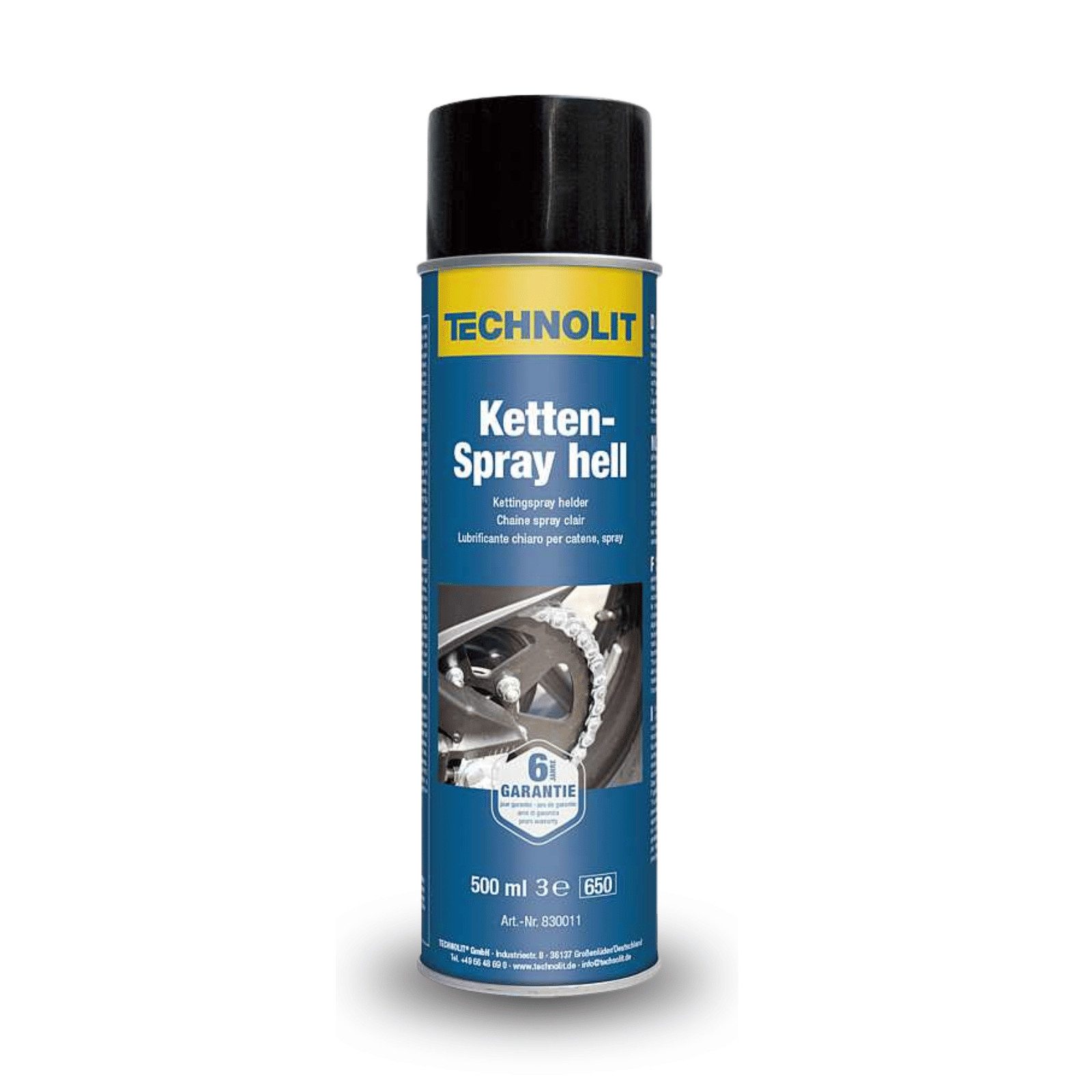 TECHNOLIT® Kettenöl Kettenspray hell 500 ml Rostschutz Spray, 500 ml, (Hohe Haftkraft & Kriechfähigkeit), Kälte- & wärmebeständiges Schmiermittel für Ketten und Gleitlager