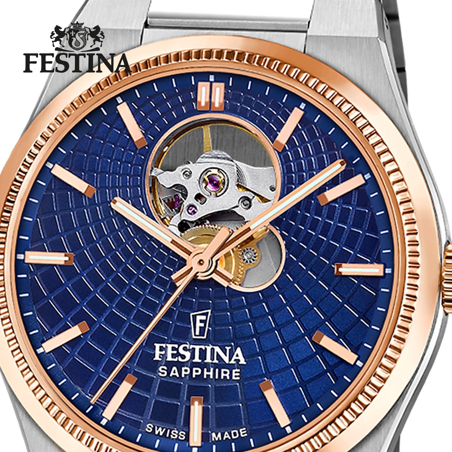 Festina Automatikuhr Festina Herrenuhr Swiss Made Armbanduhr, (Analoguhr), Herren Armbanduhr rund, Edelstahlarmband silber, Elegant