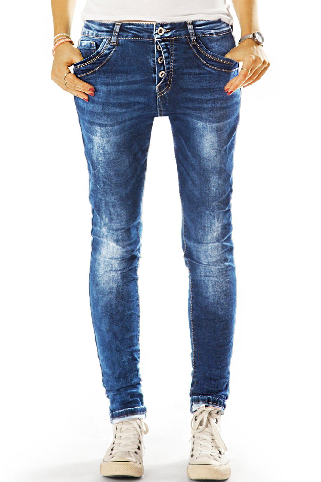 Damen Hüftjeans Look Relaxed mit - im Hose 5-Pocket-Style - Fit styled be Fit Slim-fit-Jeans Slim Stretch-Anteil, j4g-1