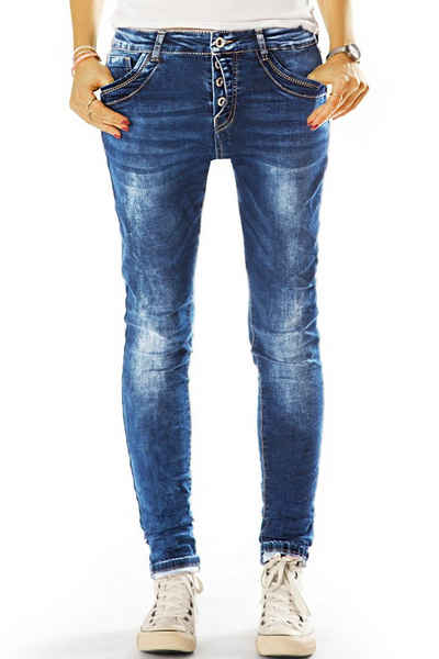 be styled Slim-fit-Jeans Slim Fit Hüftjeans Hose im Relaxed Fit Look - Damen - j4g-1 mit Stretch-Anteil, 5-Pocket-Style