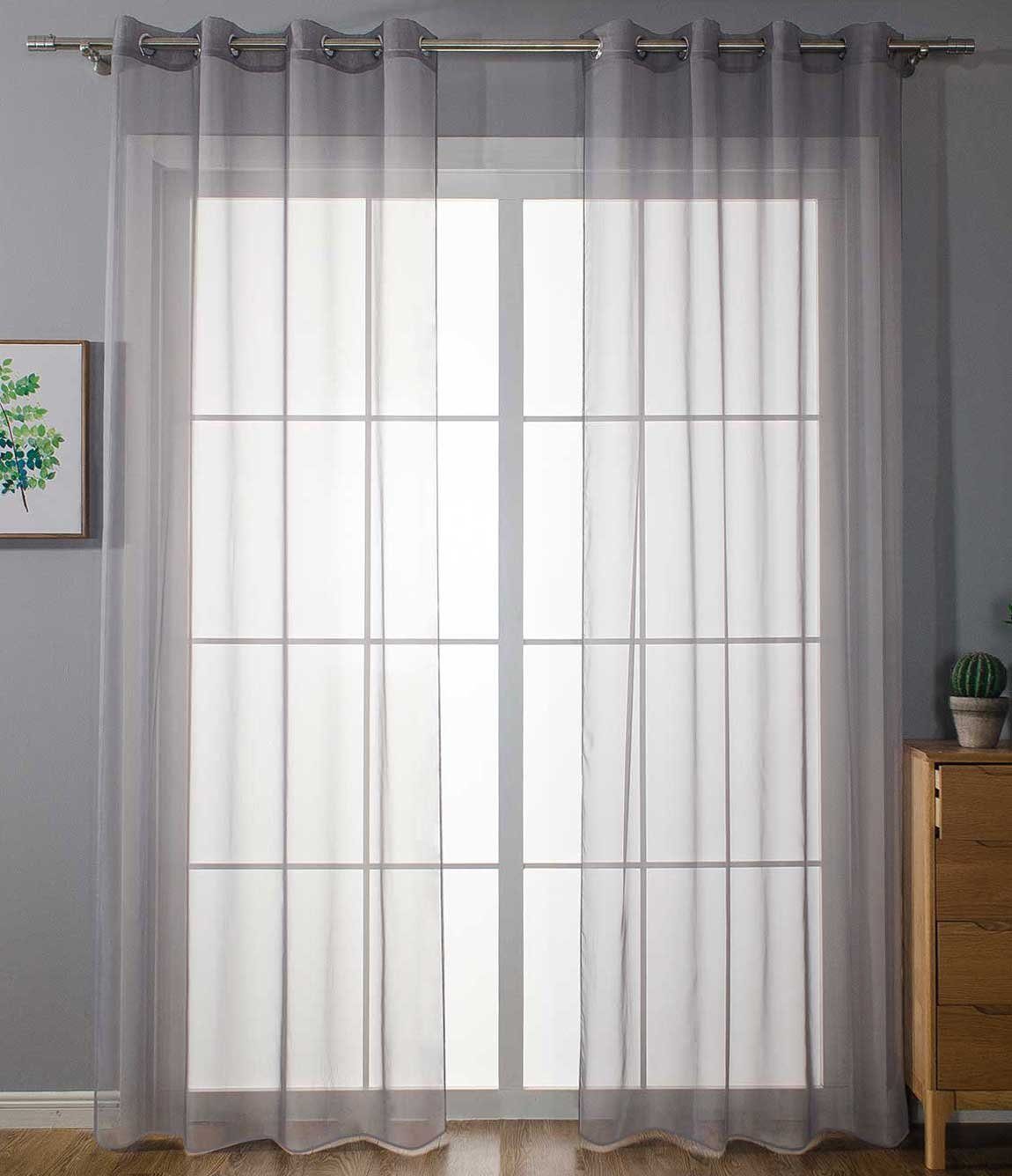 Gardinenbox Gardine (2 St), Ösen, transparent, Voile, Ösenvorhänge Voile »Uni« Bleibandabschluß 20332-cn2