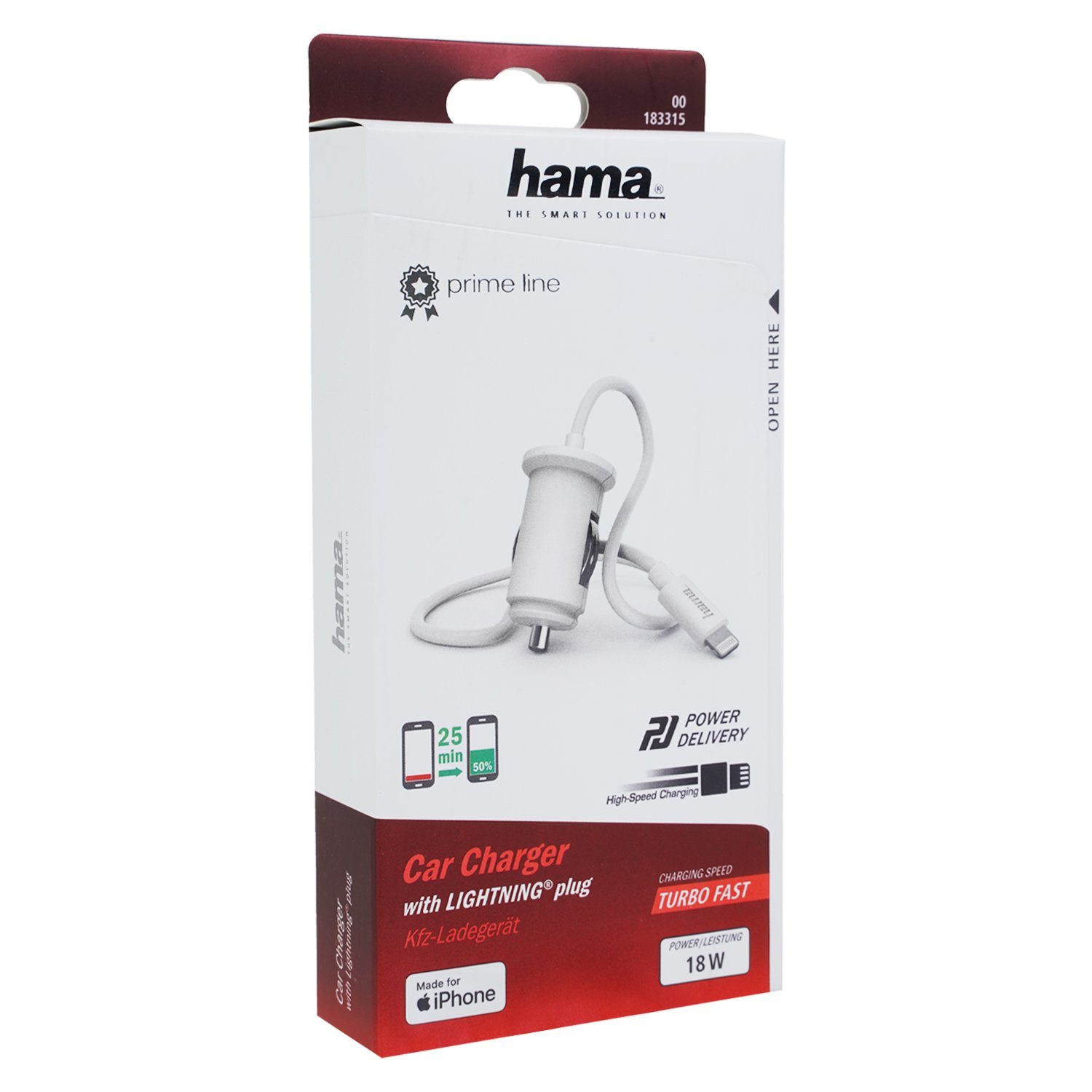 Hama KFZ Schnell-Ladekabel Lightning 18W USB PD Smartphone-Ladegerät (Lade-Adapter Auto Ladegerät Schnellladung Power Delivery) – Bild 5 von 5