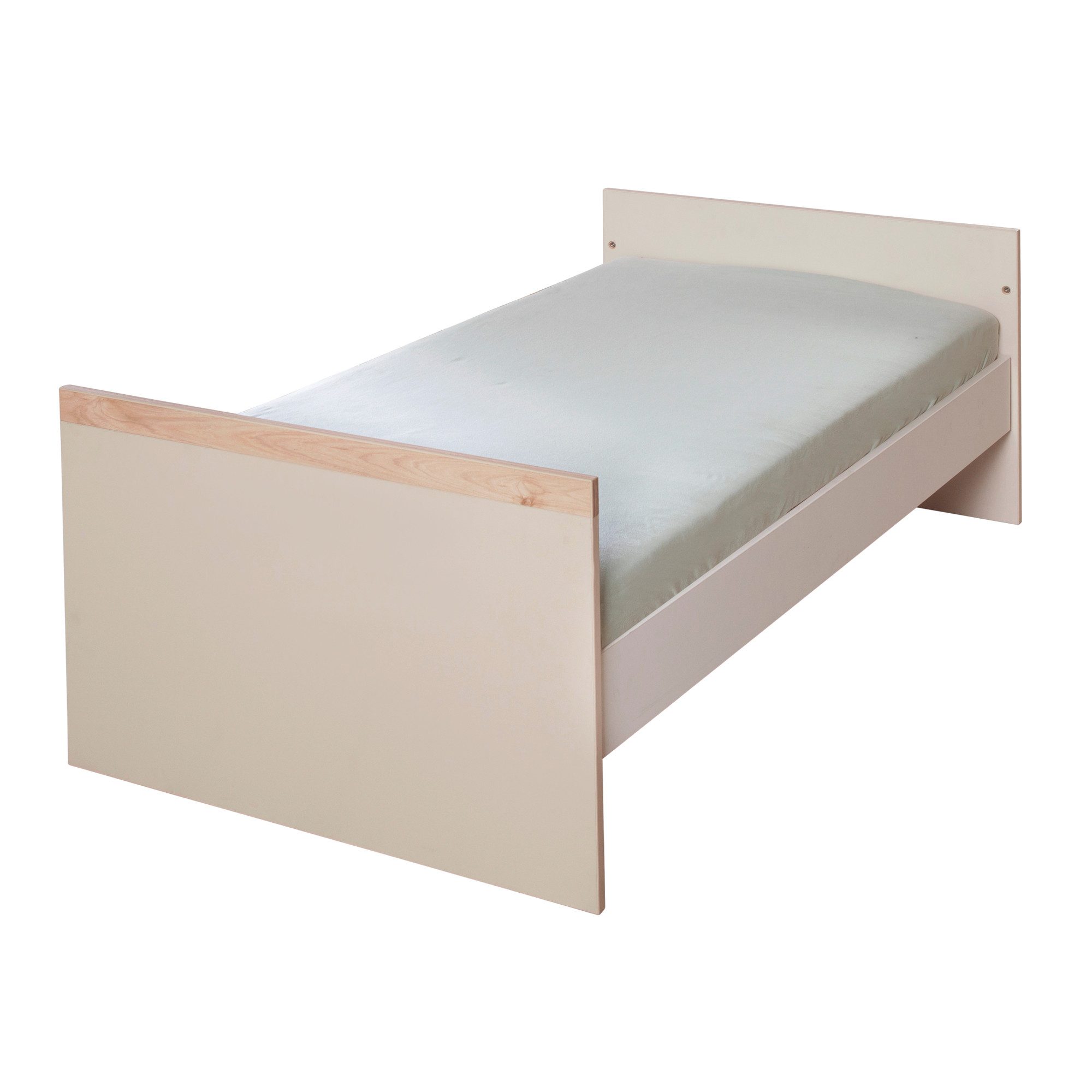 roba® Jil Baby Room Complete Set - Modern children's room in cashmere with chestnut decor, (3-piece set, cot 70 x 140 cm, wardrobe & changing table), High-quality solid wood handles