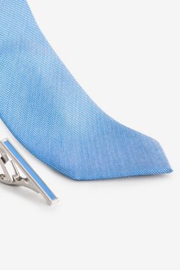 Next Krawatte Slim Krawatte, Einstecktuch und Krawattenklammer (3-St)