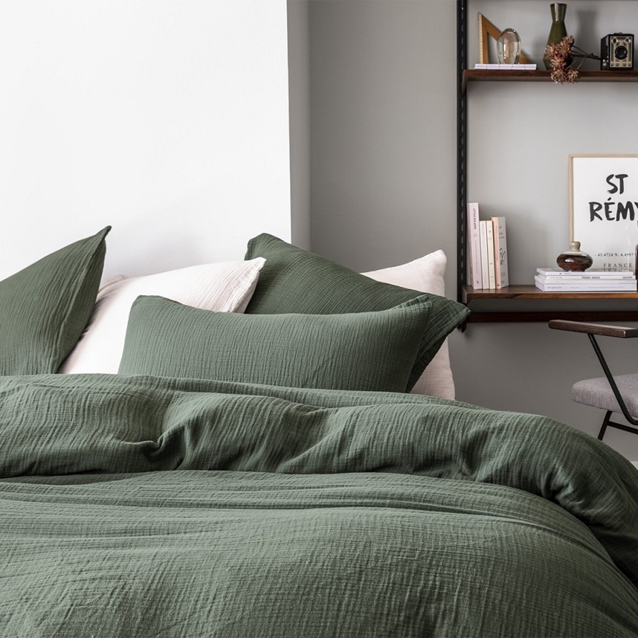 Sandiik Bettwäsche Musselin Bettwäsche in Olivgrün aus 100% Baumwolle, Hoch günstig online kaufen