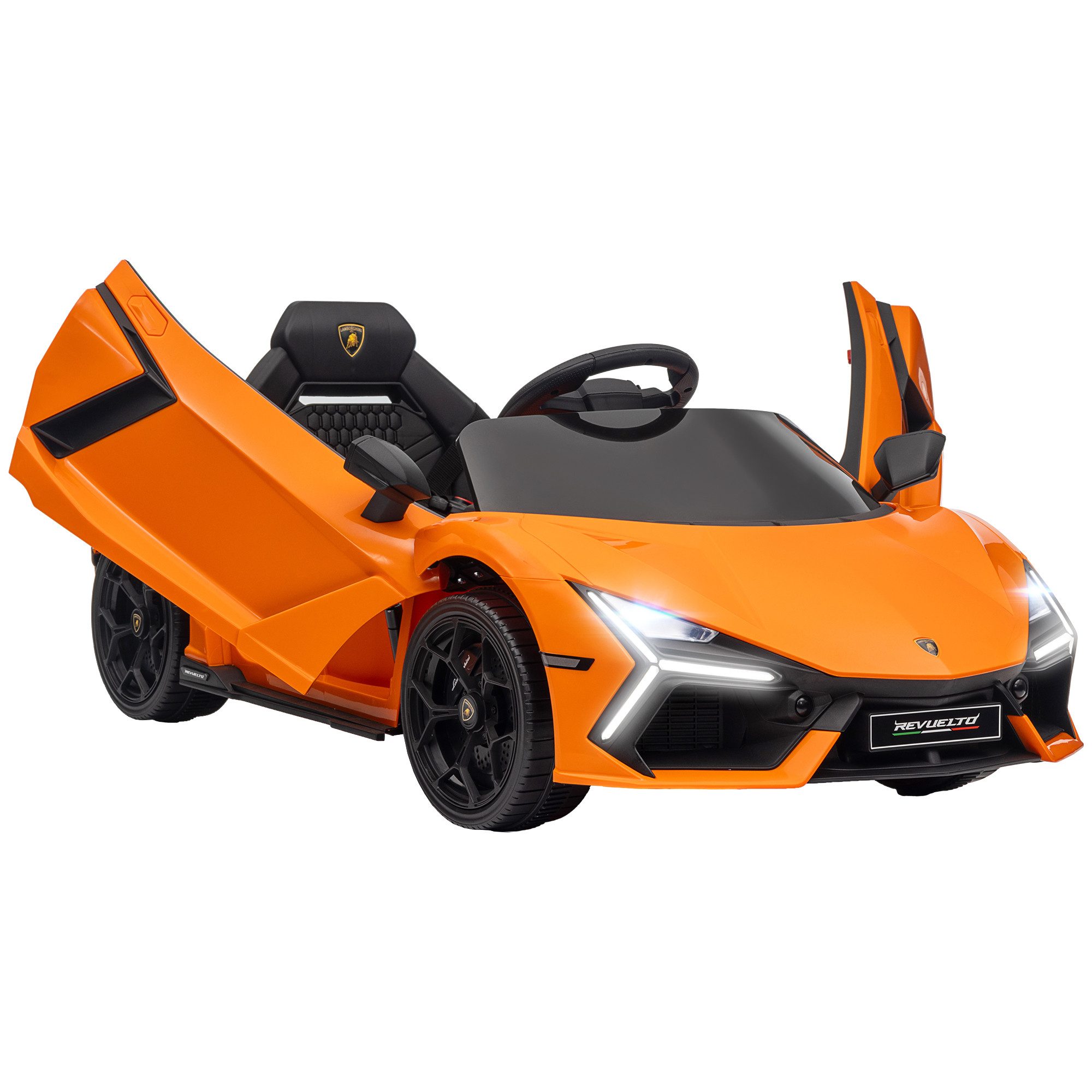 AIYAPLAY Elektro-Kinderauto 12V Lamborghini Elektrofahrzeug mit 2,4G Fernbedienung, Anschluss, Belastbarkeit 25 kg, (1-tlg), bis 5 km,h, für Kinder 3-5 Jahre, Orange