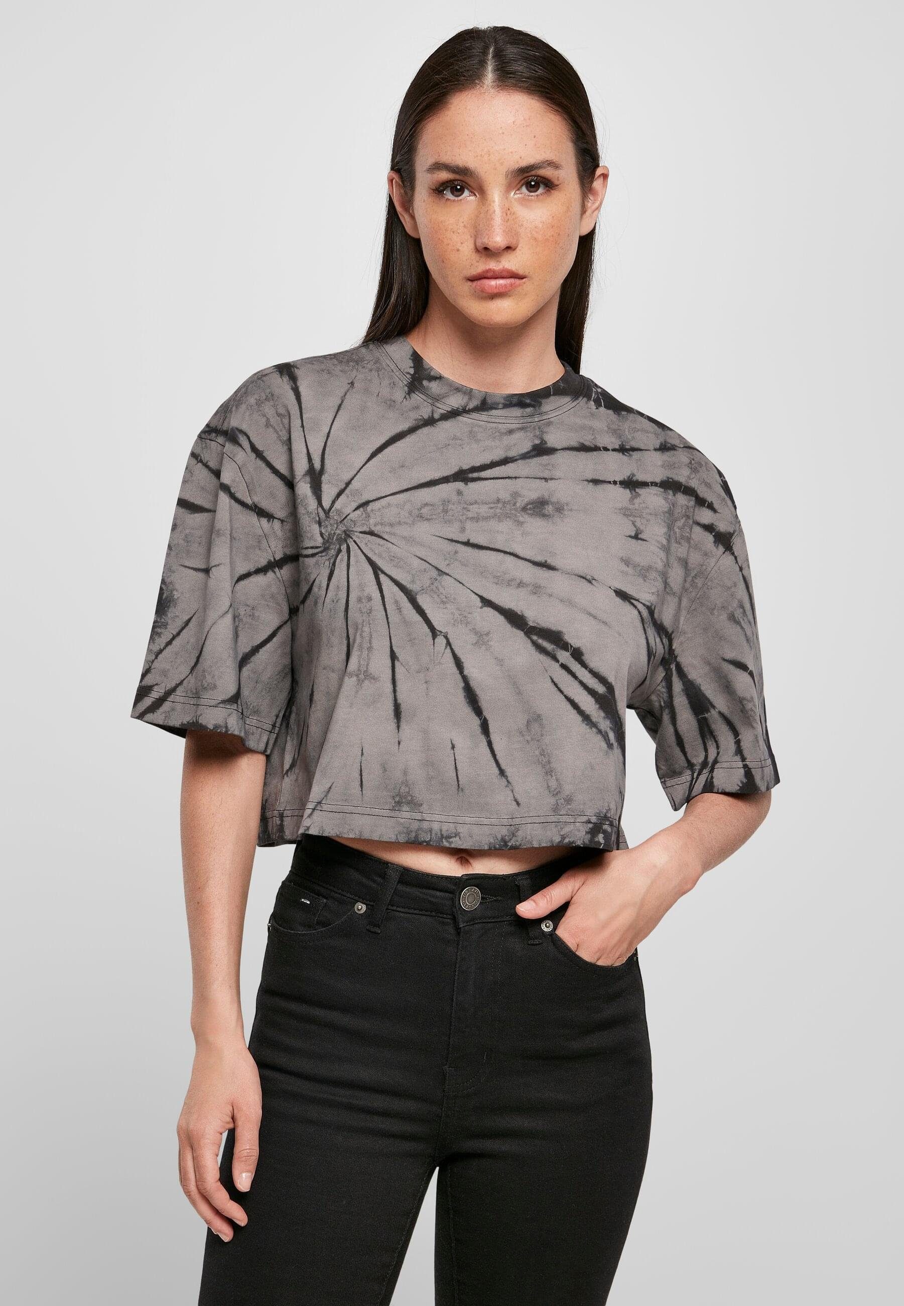 Oversized black/asphalt Tie CLASSICS URBAN Kurzarmshirt Dye Tee (1-tlg) Cropped Ladies Damen