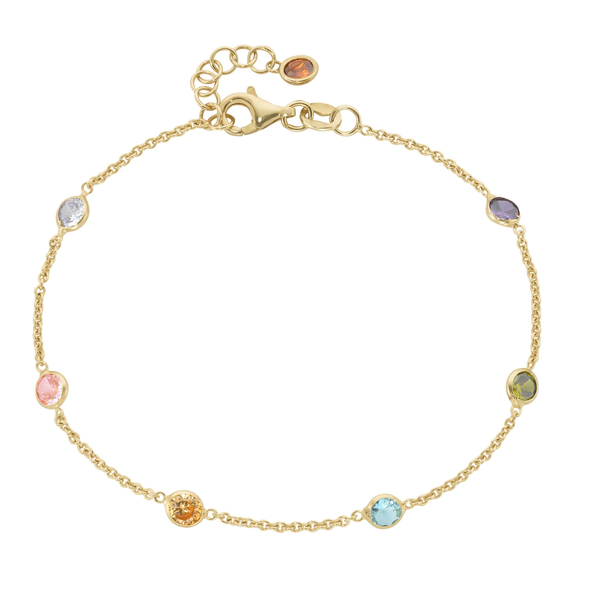 Smart Jewel Armband mit farbigen Zirkonia-Steinen, vergoldet, Silber 925