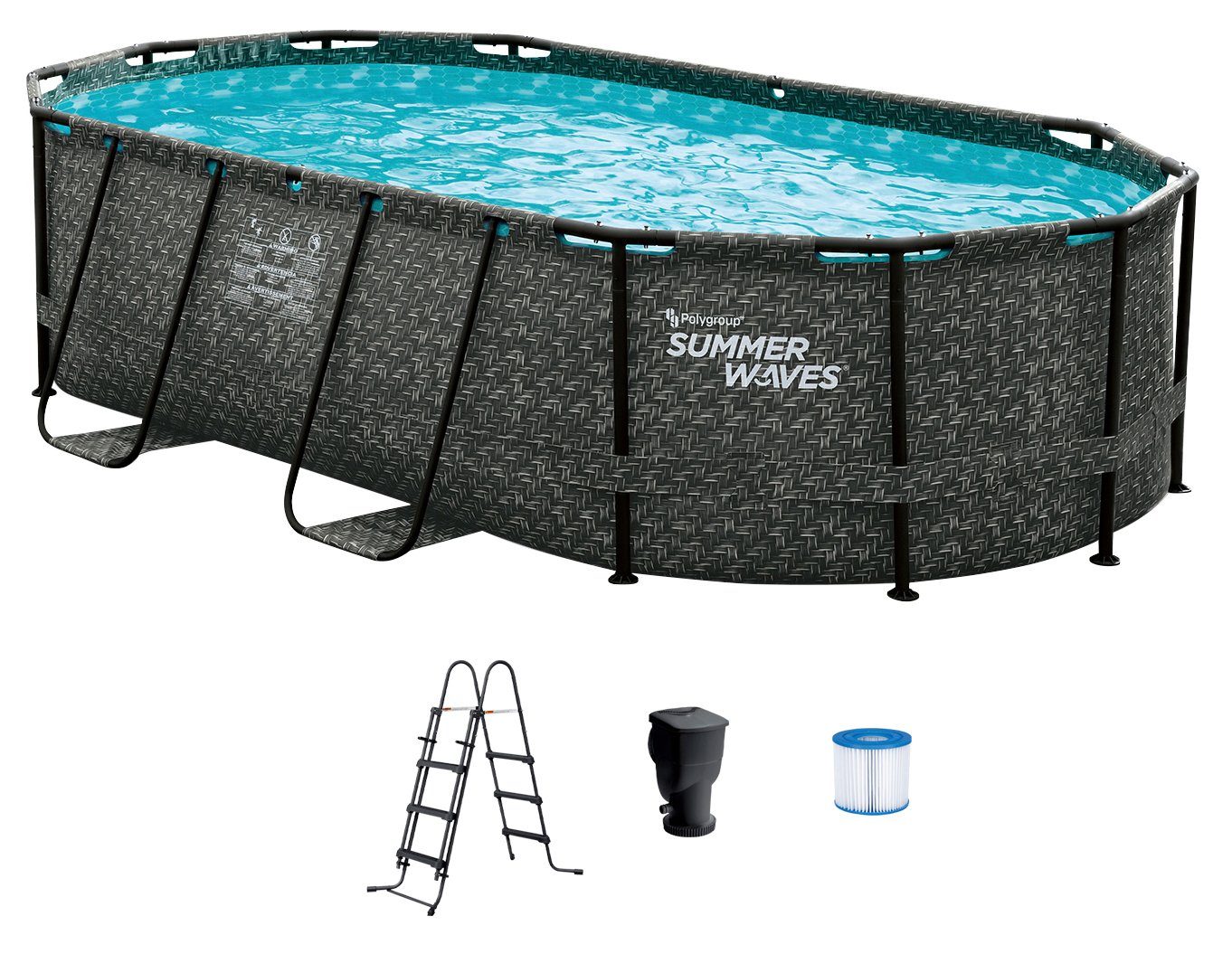 SummerWaves Framepool Active (Set, 3-tlg), BxLxH: 250x424x100 cm, Rattan-Optik