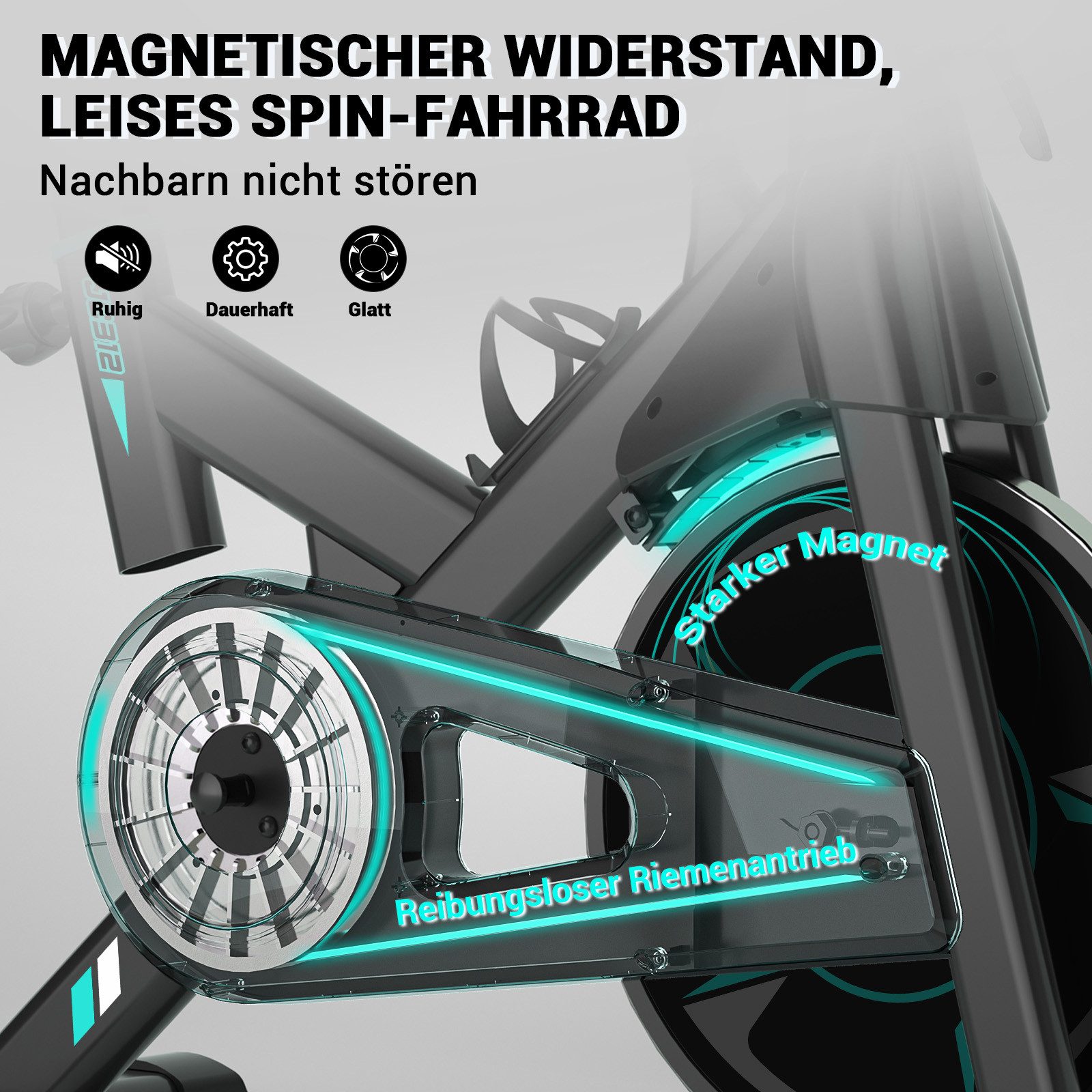 Wenoker Heimtrainer Fahrrad mit App, Magnetwiderstand Stationäres Fahrrad für Zuhause, mit Flüsterleise, Schweres Schwungrad und LCD-Monitor Bis 160KG – Bild 3 von 5