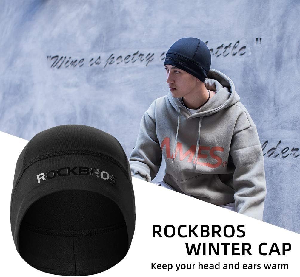 ROCKBROS Unterhelmmütze Fahrrad Mütze Helm Unterziehmütze (für Radfahren Skifahren Laufen Herren/Damen, 53-61) Fahrradkappe Warm Winddichte Wintermütze Bike Cap