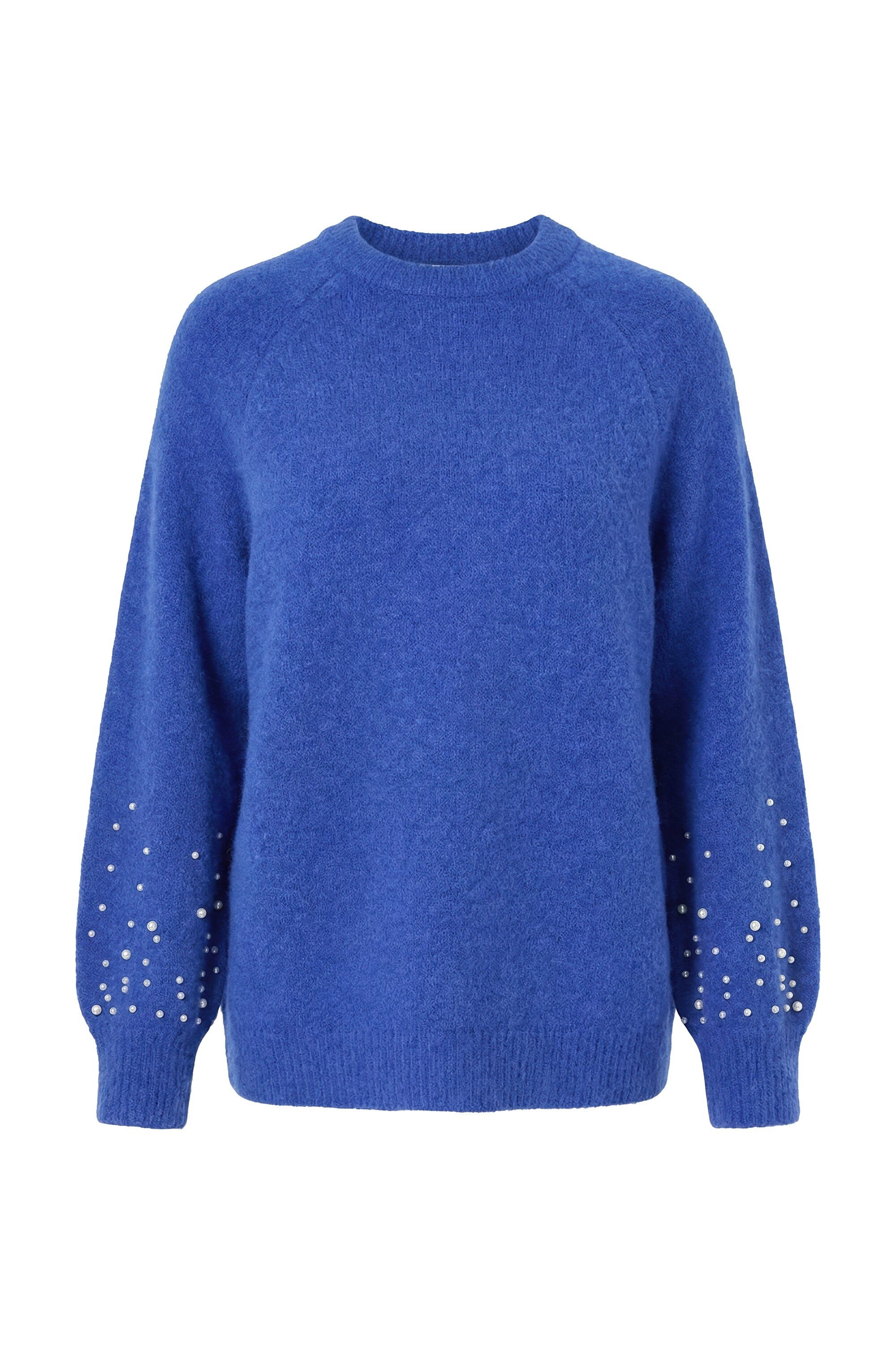 Studio Untold Strickpullover Pullover Classic Shape Zierperlen Ballonärmel günstig online kaufen