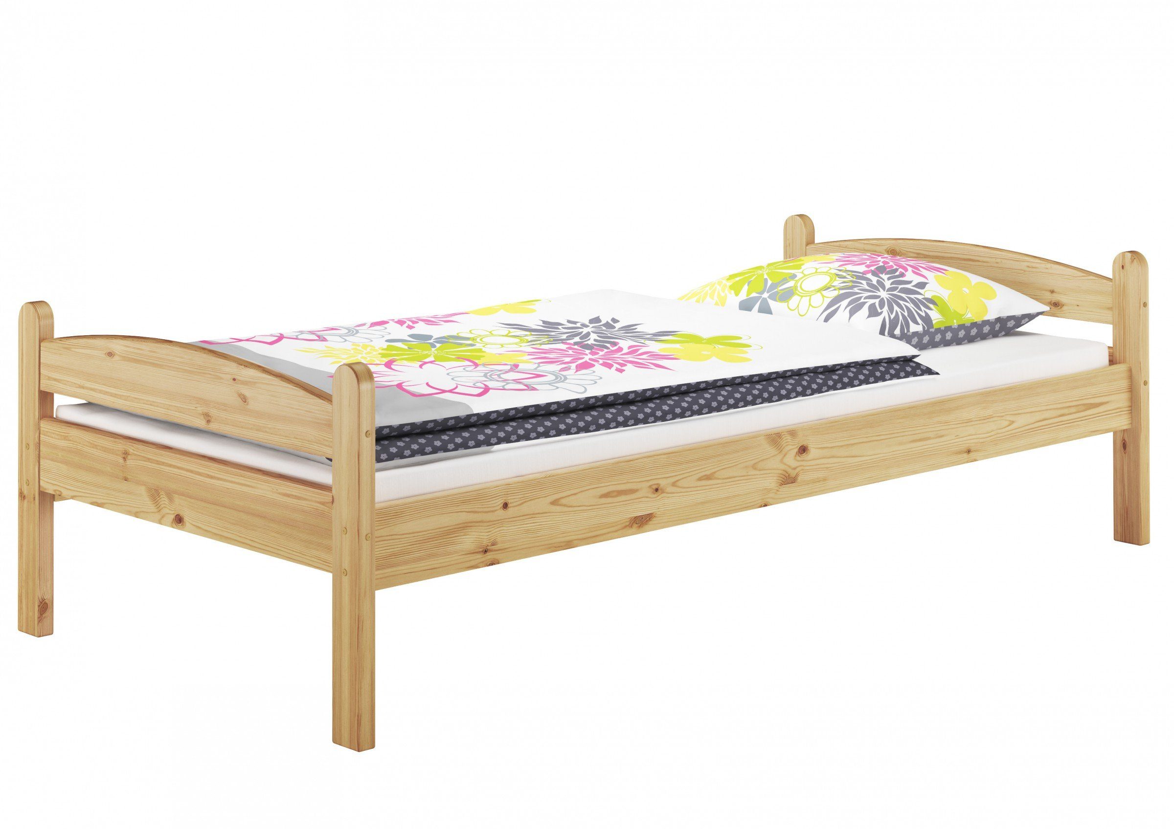 lackiert Matratze, ERST-HOLZ Bett und Kiefer Jugendbett mit Kieferfarblos massiv 90x200 Rost