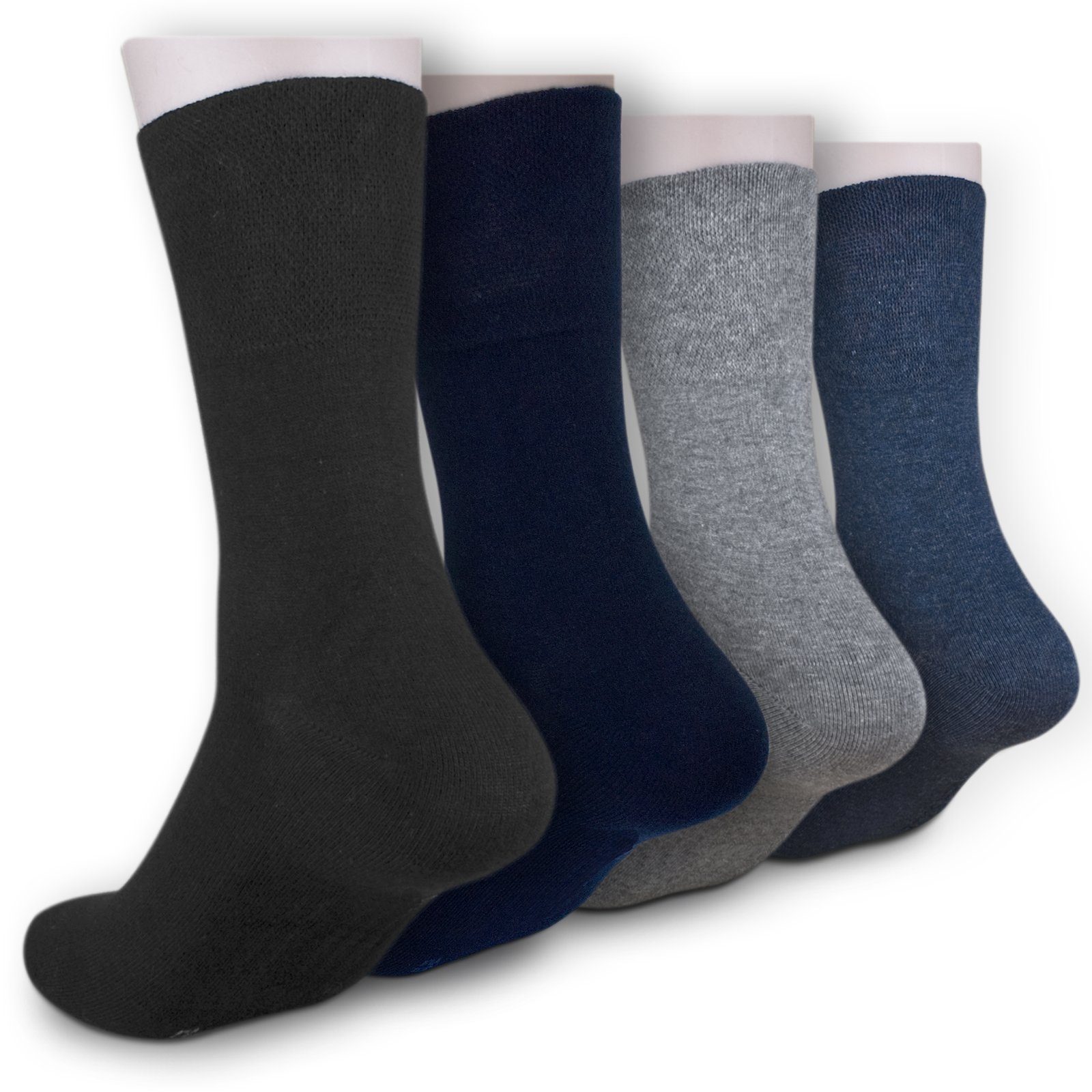 Die Sockenbude ohne schwarz) Diabetikersocken EXTRA blau (Bund, Gummi 3-Paar, garantiert grau VENENFREUDLICH