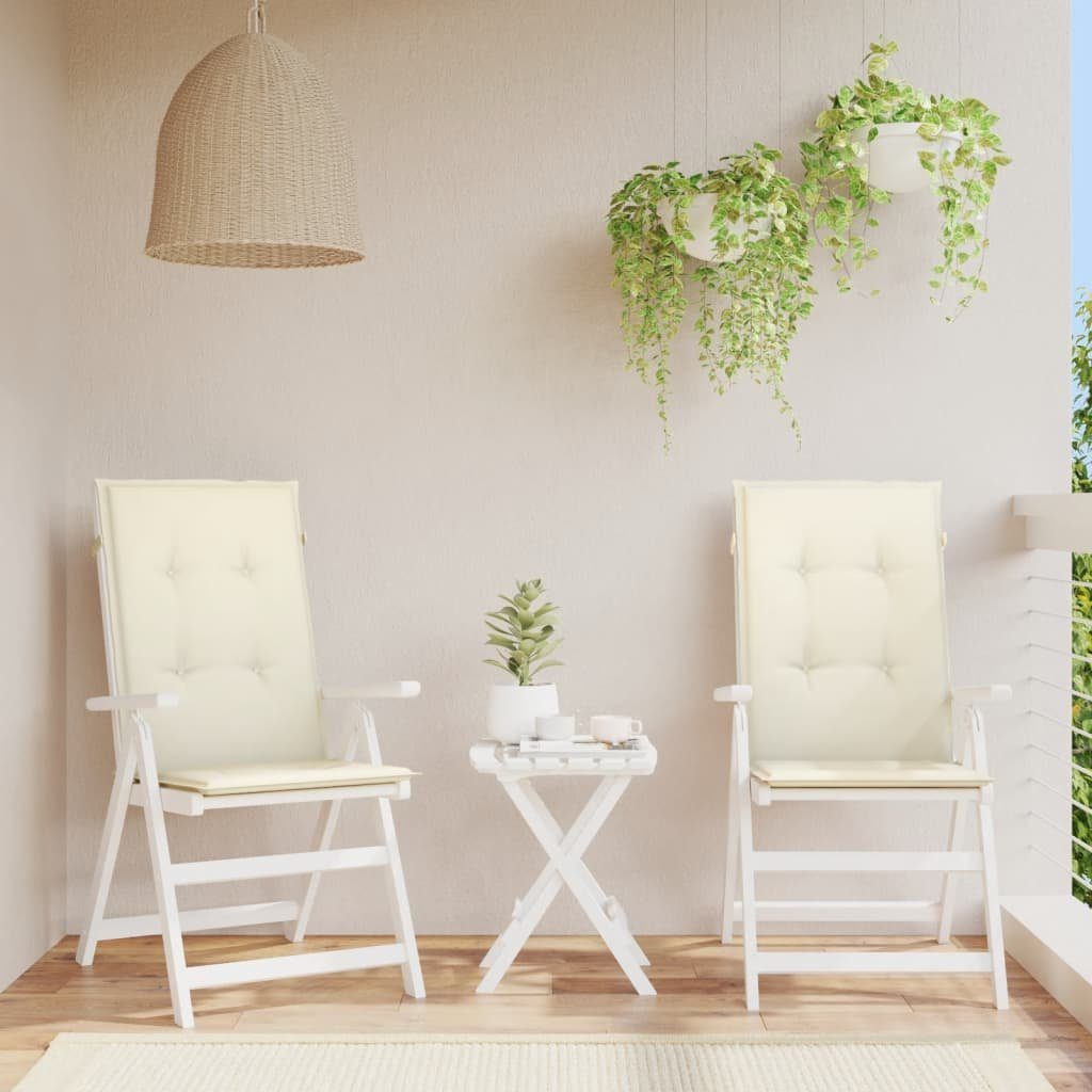 vidaXL Sitzauflage Gartenstuhlauflagen für Hochlehner 2Stk. Creme 120x50x3cm Stoff, (2 St)