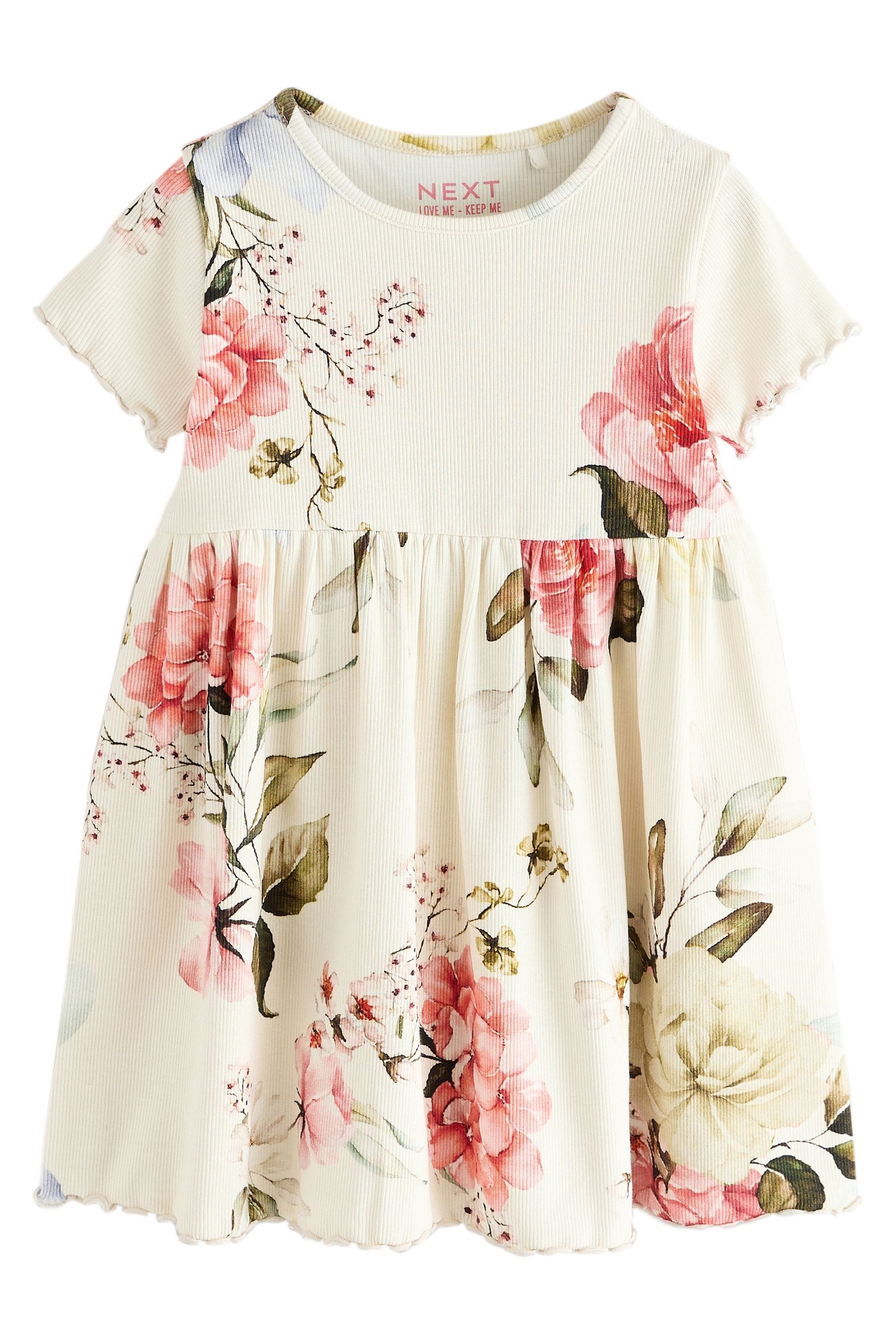 Next Sommerkleid Kurzärmeliges geripptes Kleid (1-tlg)